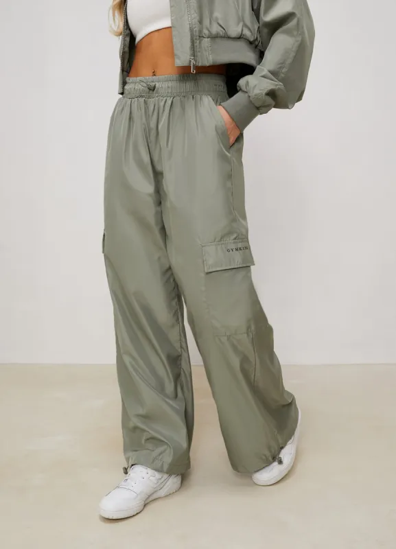 Gym King Satin Cargo Pants - Dusky Sage sold by The Gym King