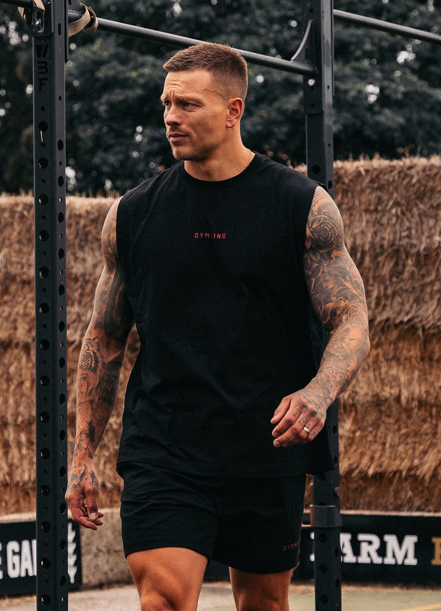 Gym King Training Division Tank - Black/Red sold by The Gym King