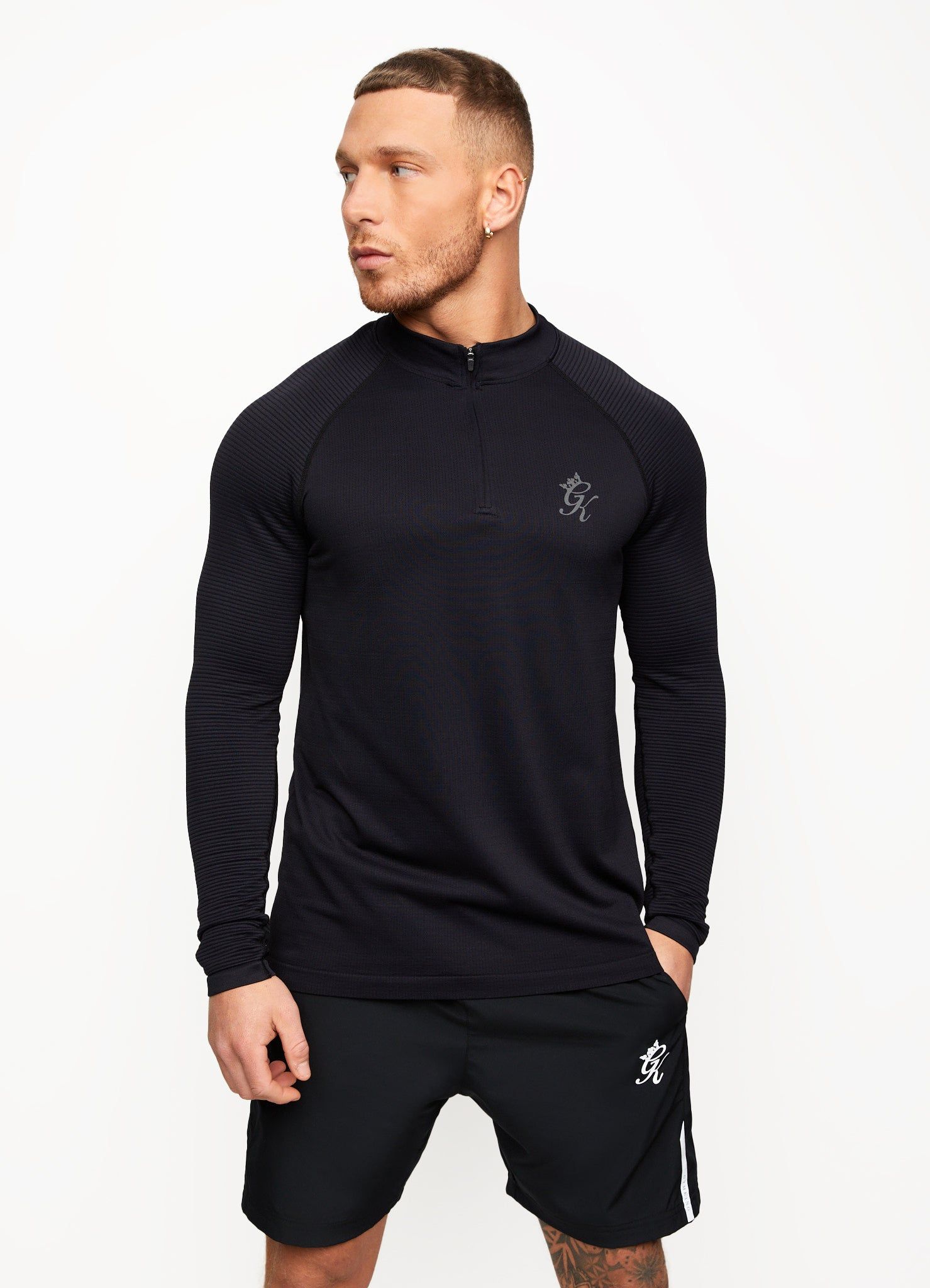 Gym King Sport Seamless Knit ¼ Zip Funnel – Black sold by The Gym King product image thumbnail 6