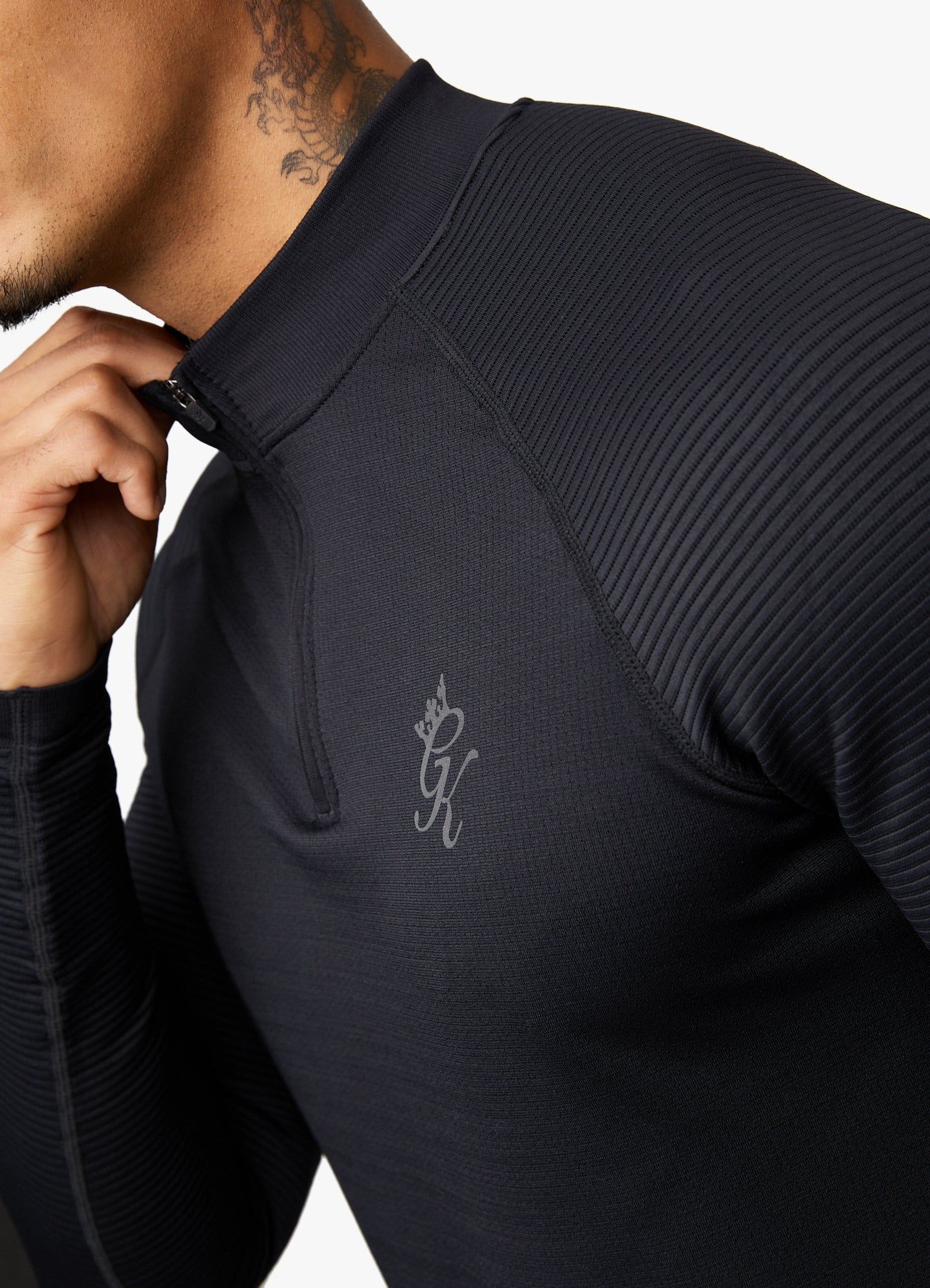 Gym King Sport Seamless Knit ¼ Zip Funnel – Black sold by The Gym King product image thumbnail 4