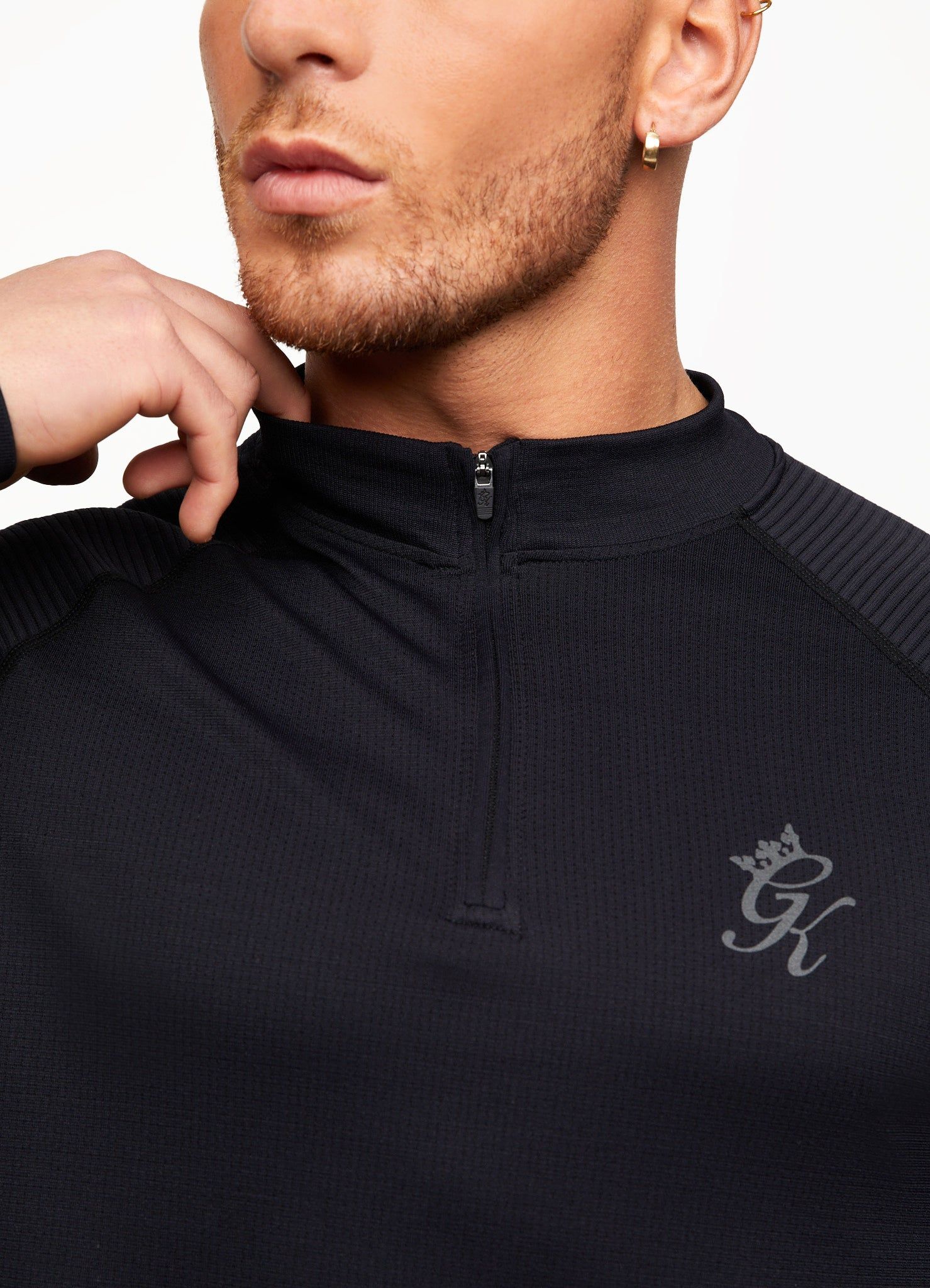 Gym King Sport Seamless Knit ¼ Zip Funnel – Black sold by The Gym King product image thumbnail 12