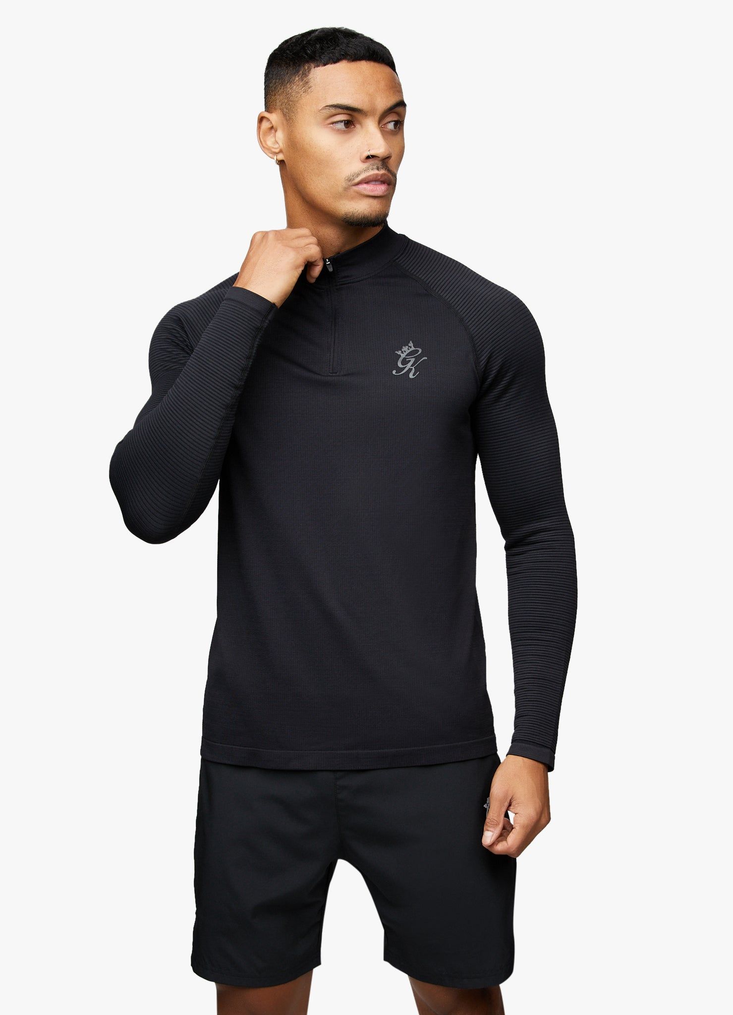 Gym King Sport Seamless Knit ¼ Zip Funnel – Black sold by The Gym King product image thumbnail 11