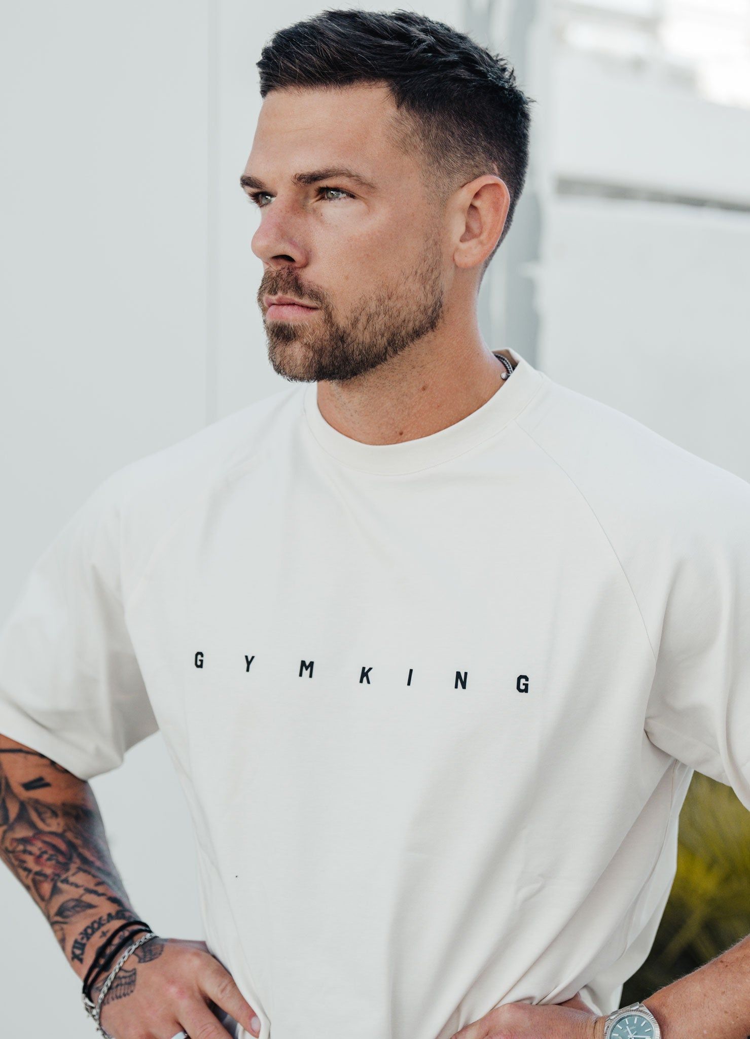 Gym King Rebellion Tee - Antique White sold by The Gym King