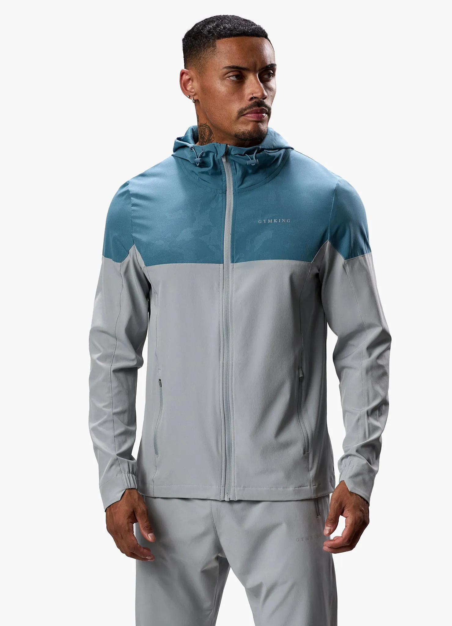Gym King Debossed Camo Woven Tracksuit - Cloudy Grey/Lake Blue sold by The Gym King product image thumbnail 4
