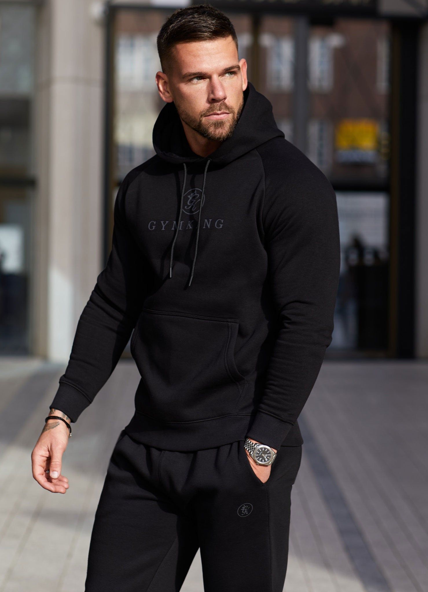 Gym King Pro Logo Hood - Black/Black sold by The Gym King