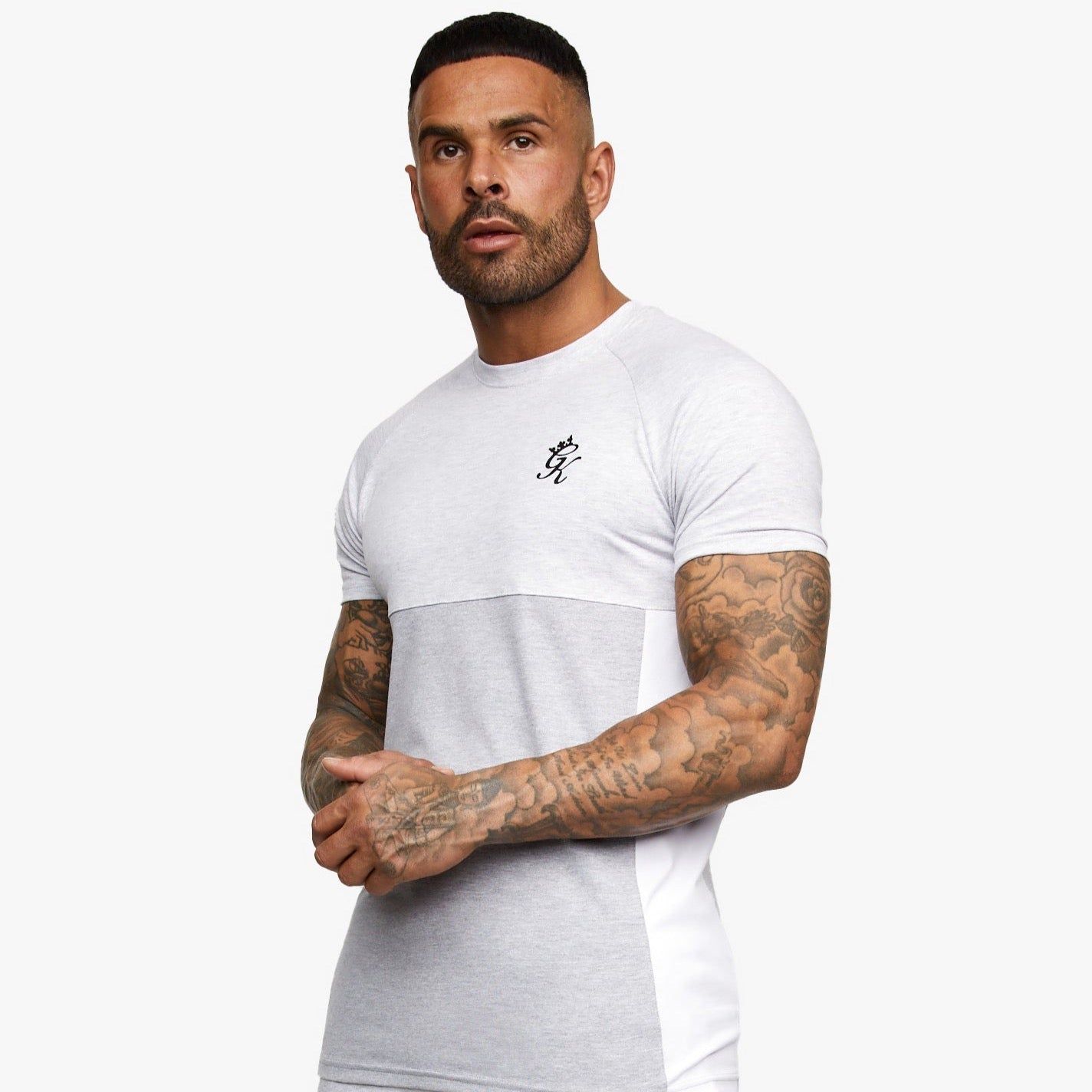 Gym King Contrast Panel T-shirt - Snow Marl/Light Grey/White sold by The Gym King product image thumbnail 2
