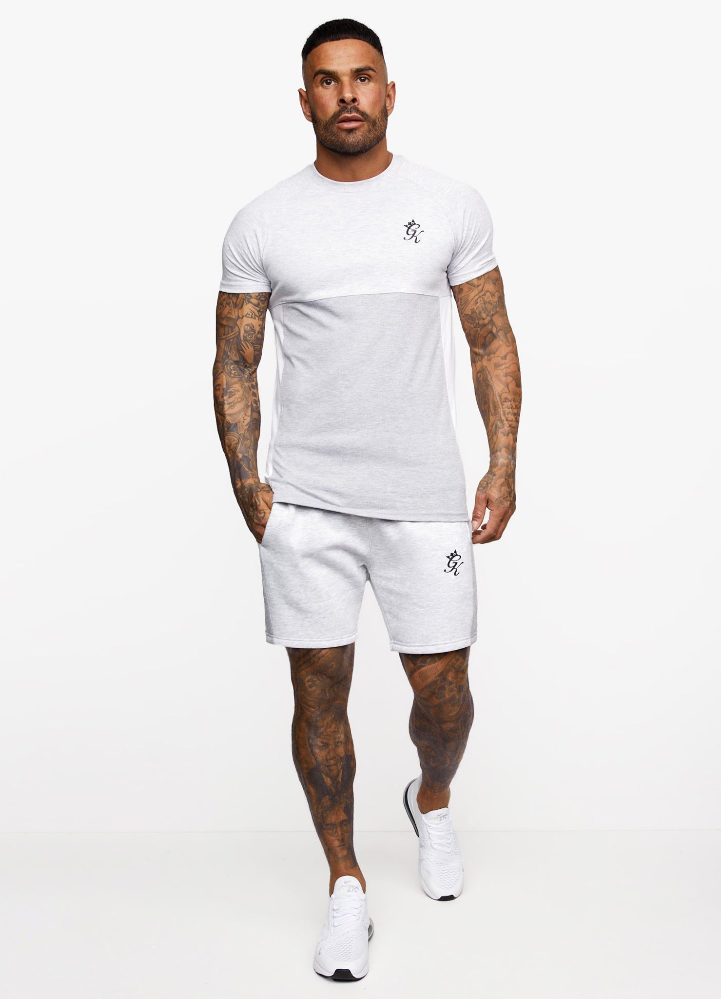 Gym King Contrast Panel T-shirt - Snow Marl/Light Grey/White sold by The Gym King product image thumbnail 6