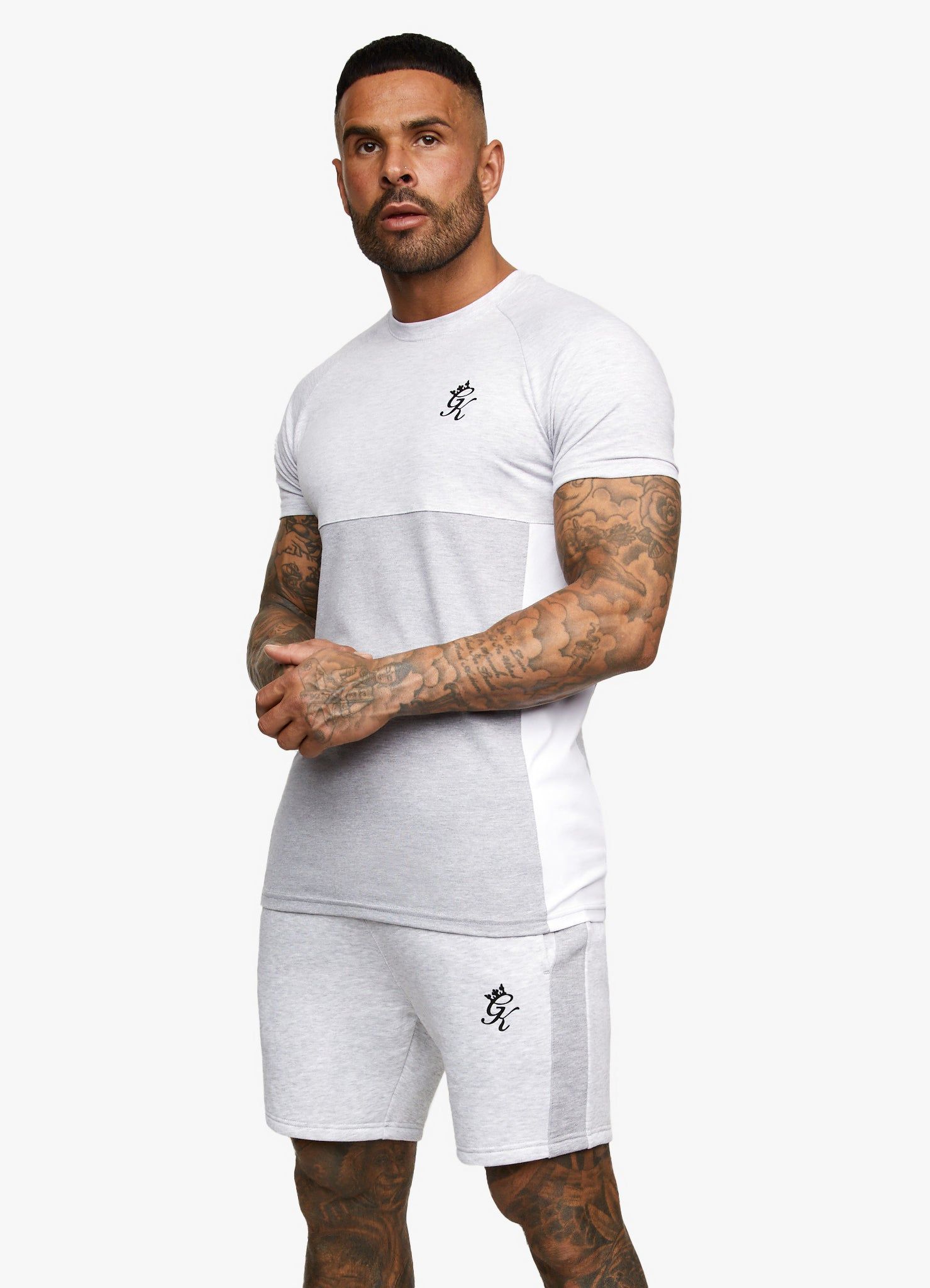 Gym King Contrast Panel T-shirt - Snow Marl/Light Grey/White sold by The Gym King product image thumbnail 3