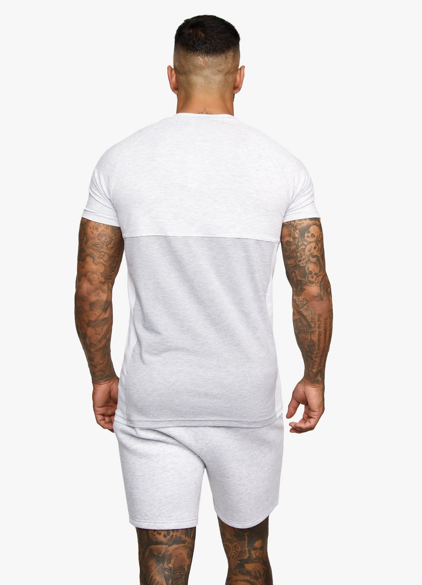 Gym King Contrast Panel T-shirt - Snow Marl/Light Grey/White sold by The Gym King product image thumbnail 5