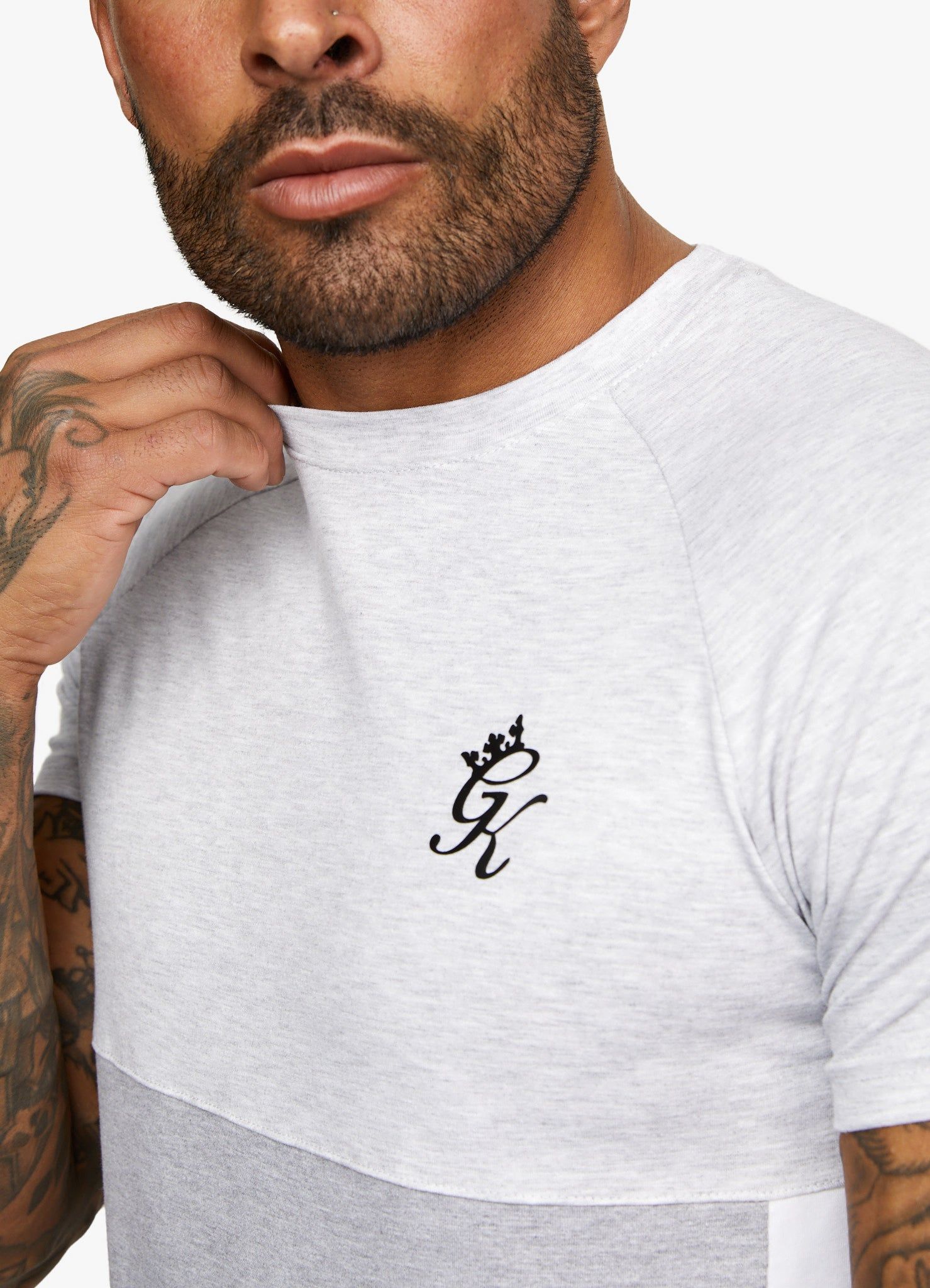 Gym King Contrast Panel T-shirt - Snow Marl/Light Grey/White sold by The Gym King product image thumbnail 4