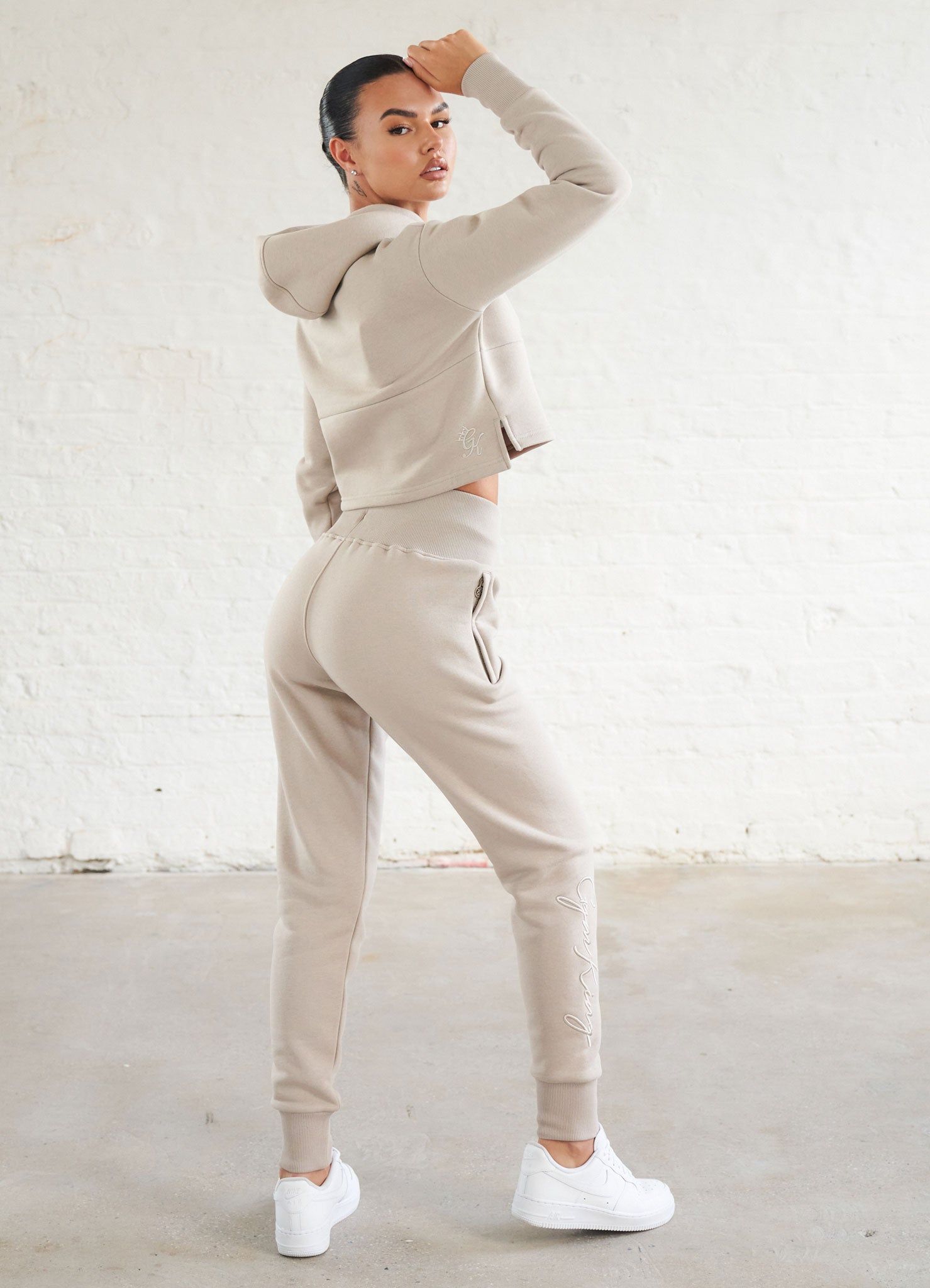 Gym King Sky Script Hooded Crop - Mink sold by The Gym King product image thumbnail 4