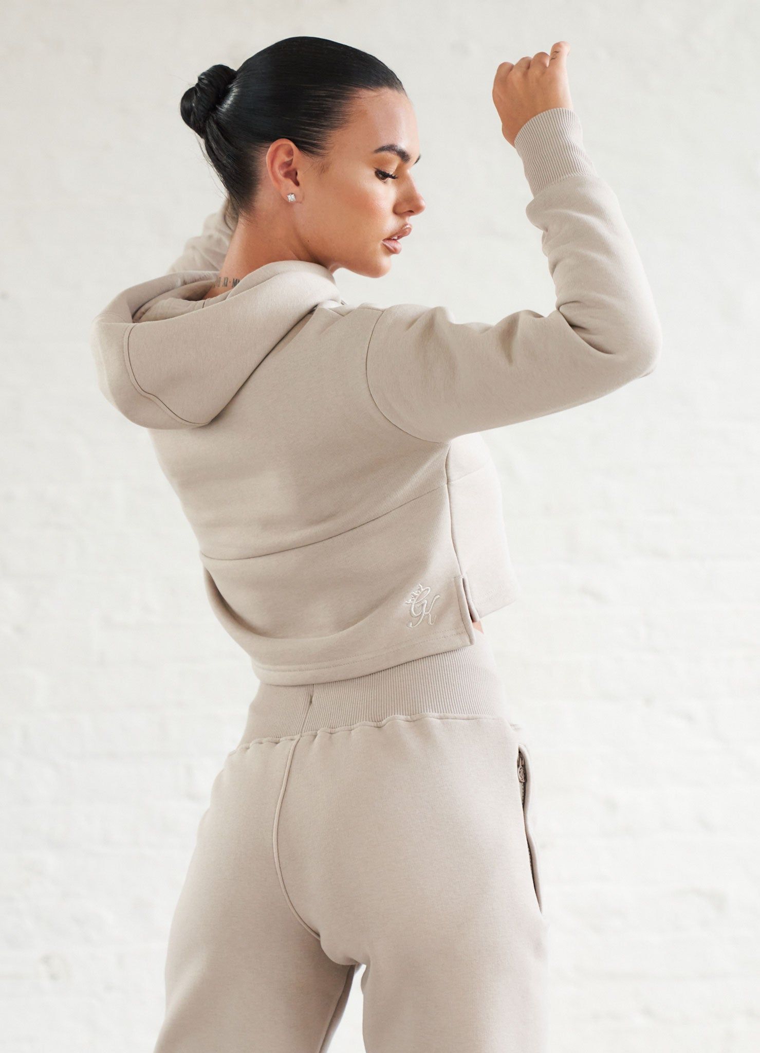 Gym King Sky Script Hooded Crop - Mink sold by The Gym King product image thumbnail 3