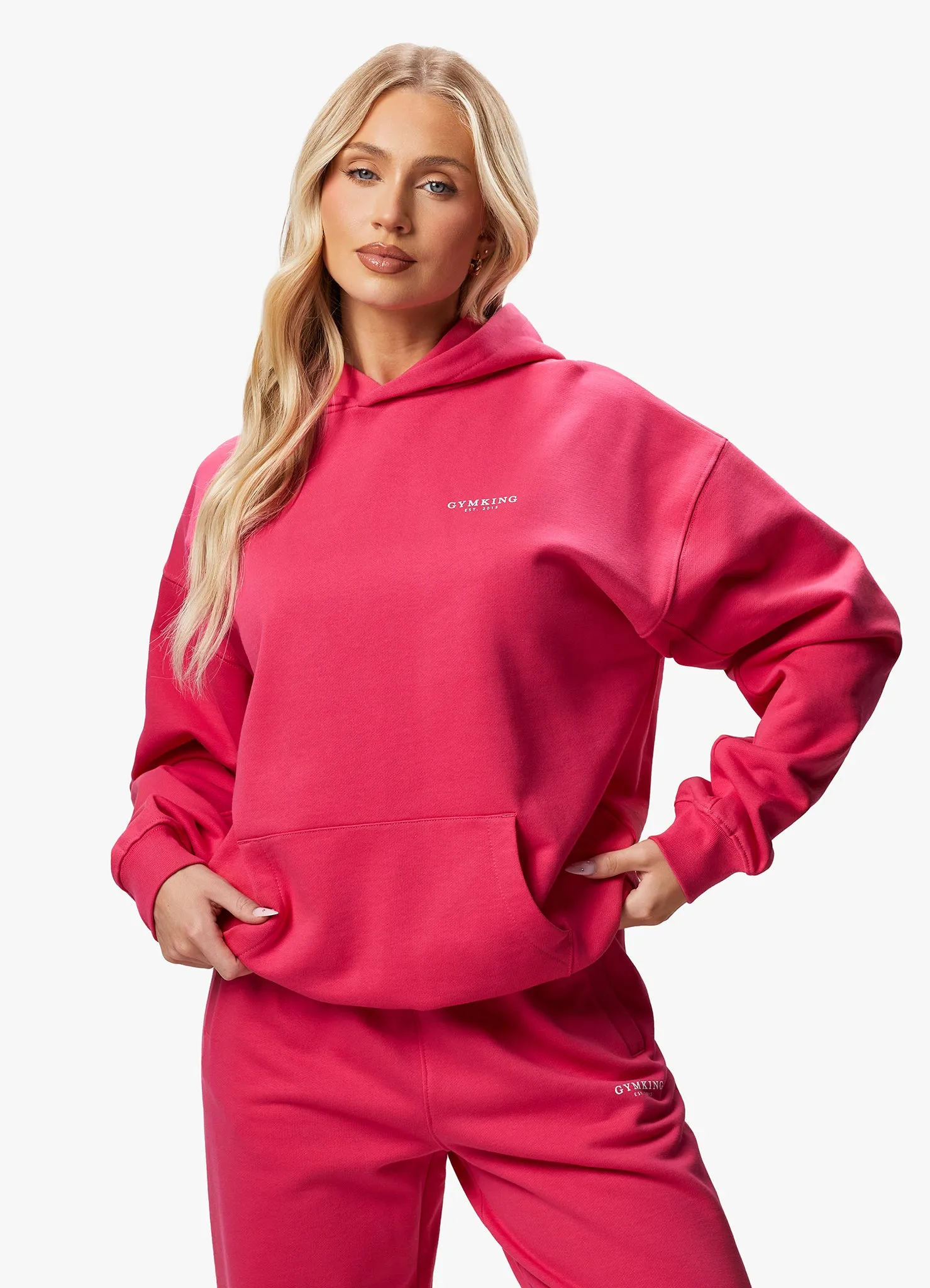 Gym King Established Relaxed Fit Hood - Raspberry Burst sold by The Gym King
