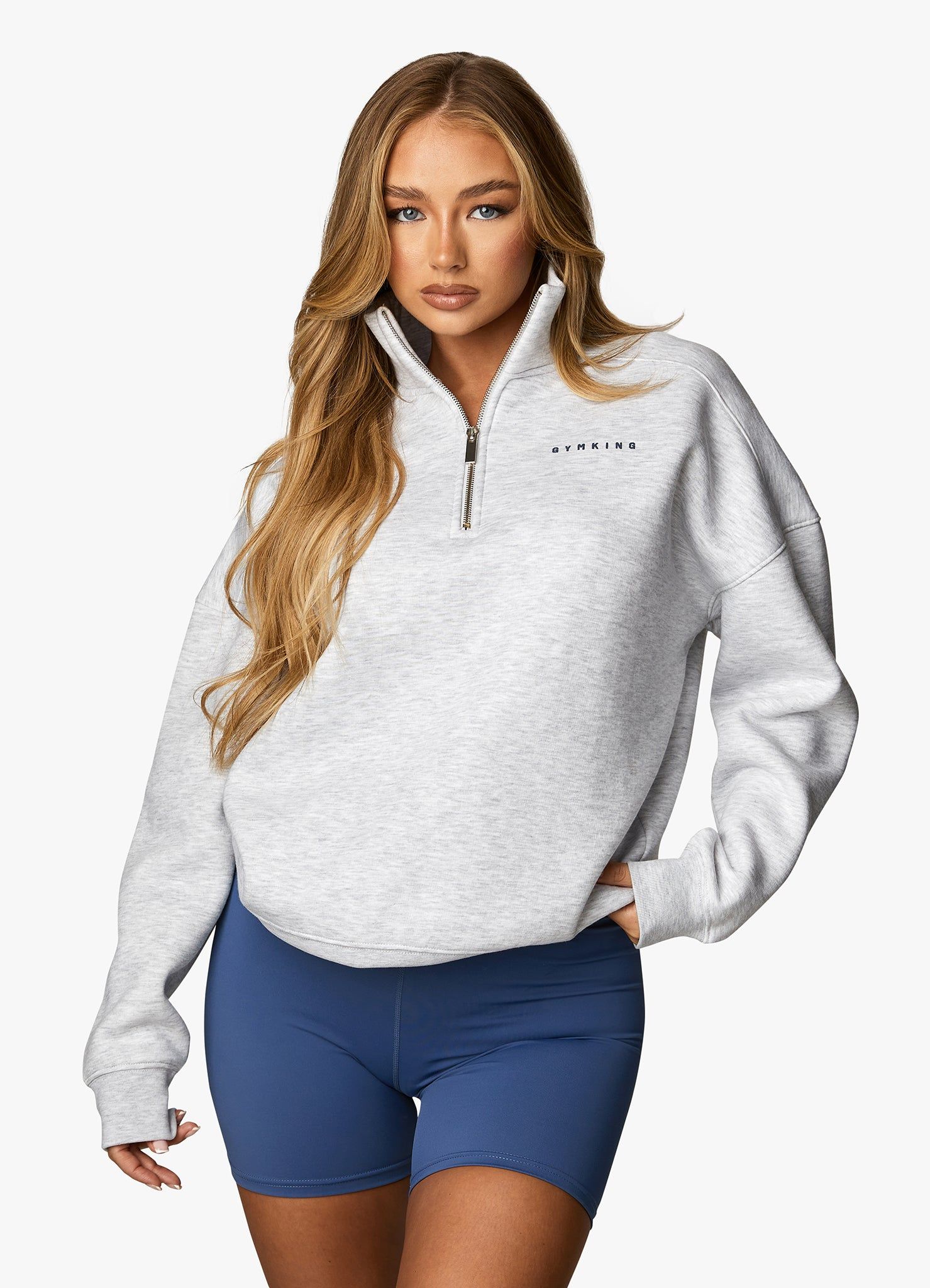 Gym King Powered By Belief 1/4 Zip Funnel - Snow Marl sold by The Gym King product image thumbnail 5