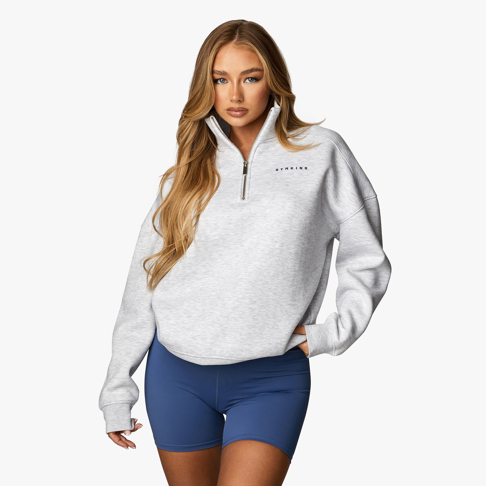 Gym King Powered By Belief 1/4 Zip Funnel - Snow Marl sold by The Gym King product image thumbnail 2