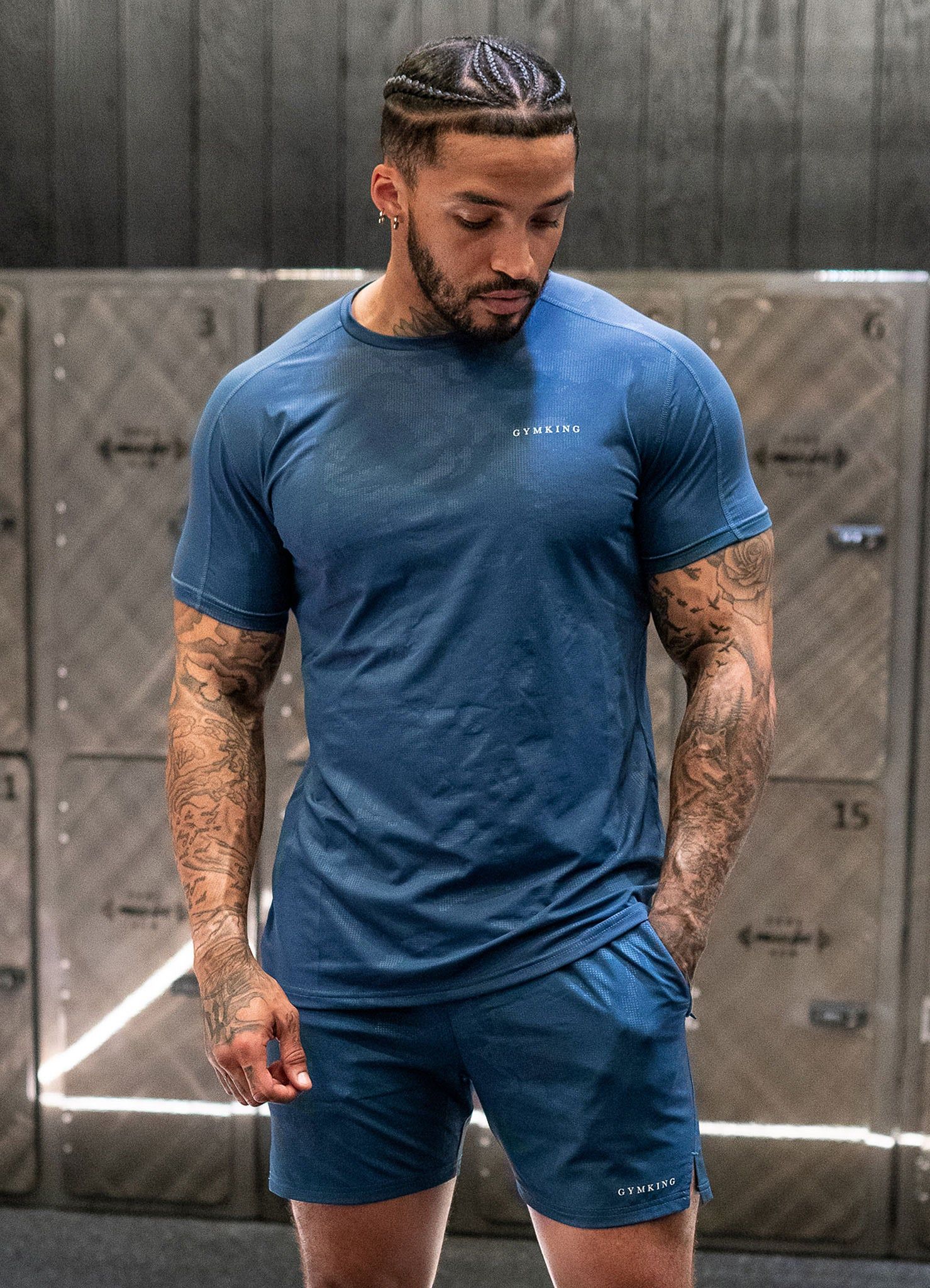 Gym King Debossed Camo SS Tee - Moonlight Blue sold by The Gym King