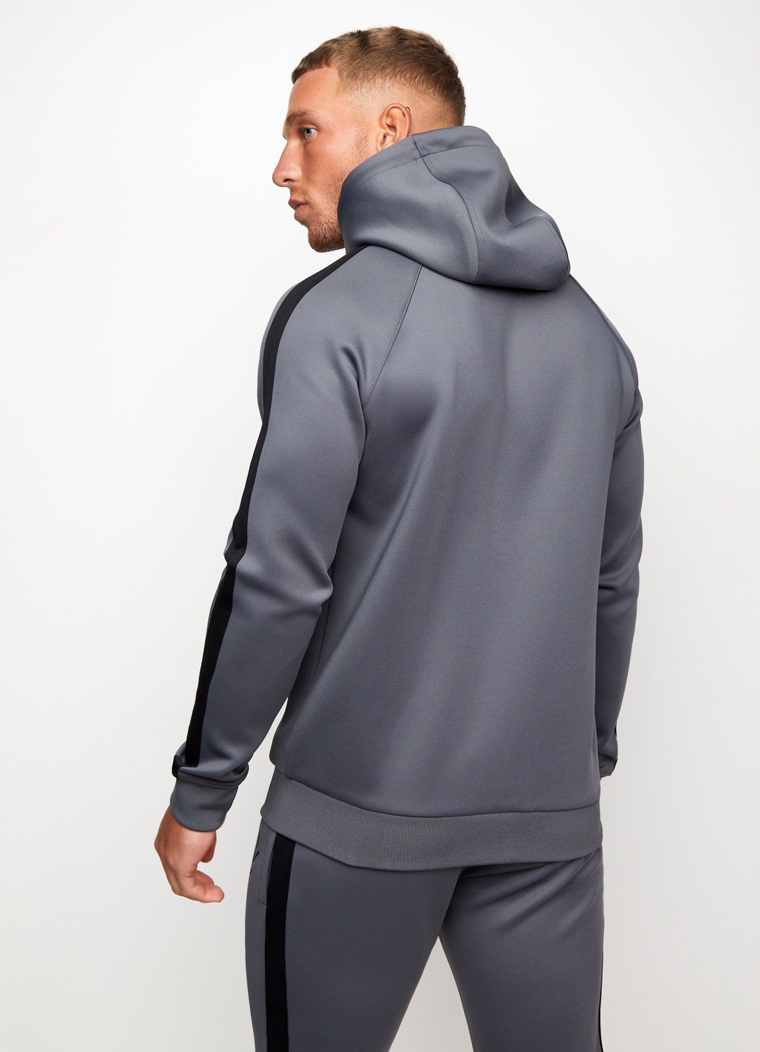 Gym King Poly Tracksuit Top - Dark Grey/Black sold by The Gym King product image thumbnail 3