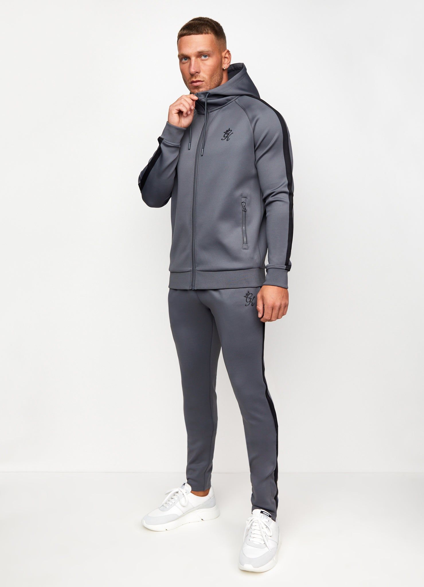 Gym King Poly Tracksuit Top - Dark Grey/Black sold by The Gym King product image thumbnail 6