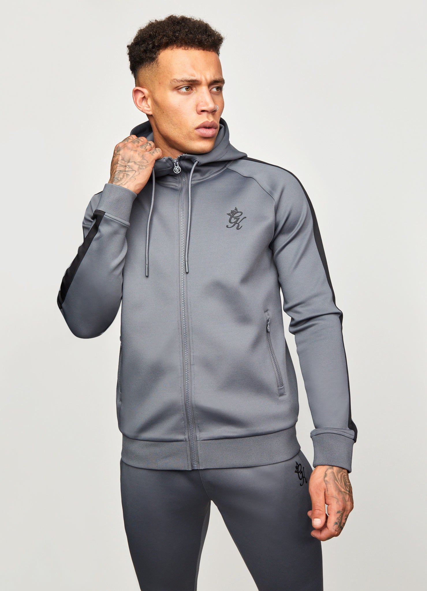 Gym King Poly Tracksuit Top - Dark Grey/Black sold by The Gym King product image thumbnail 7