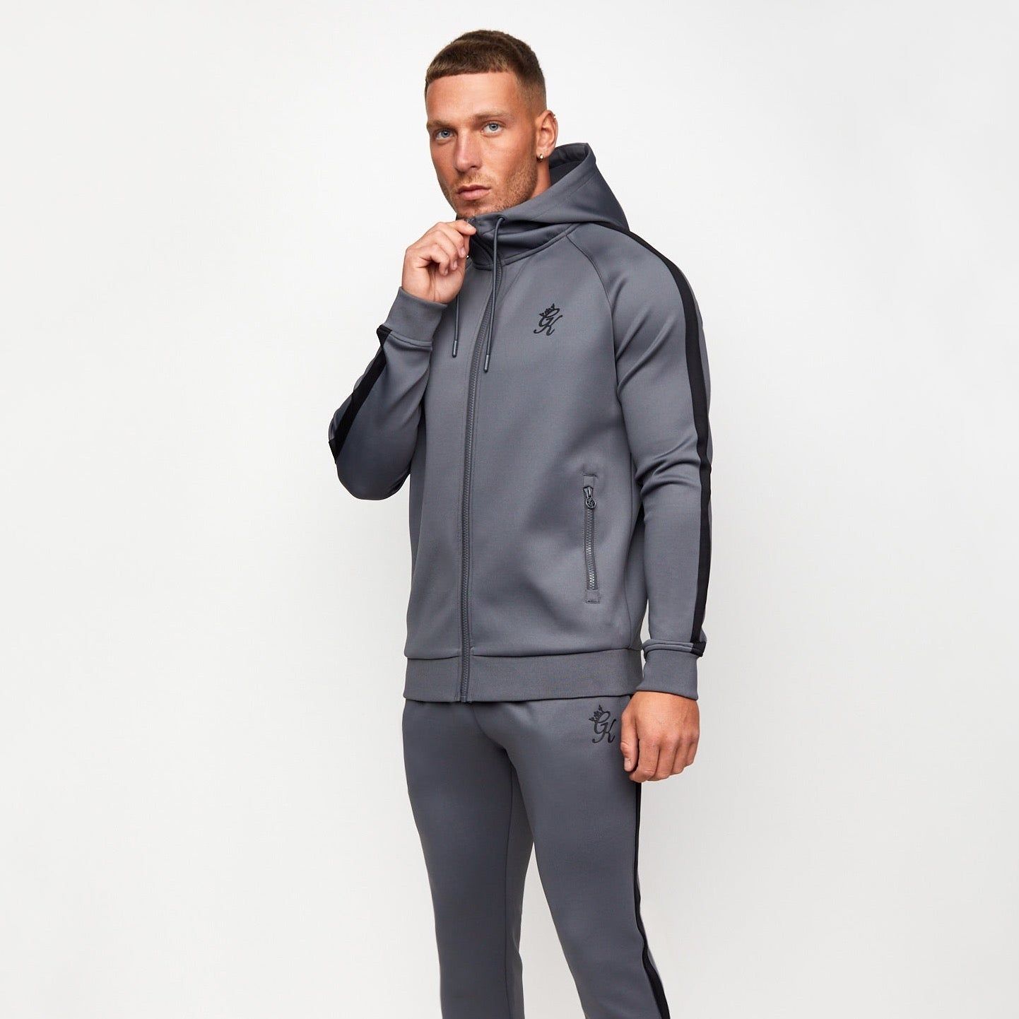 Gym King Poly Tracksuit Top - Dark Grey/Black sold by The Gym King product image thumbnail 2