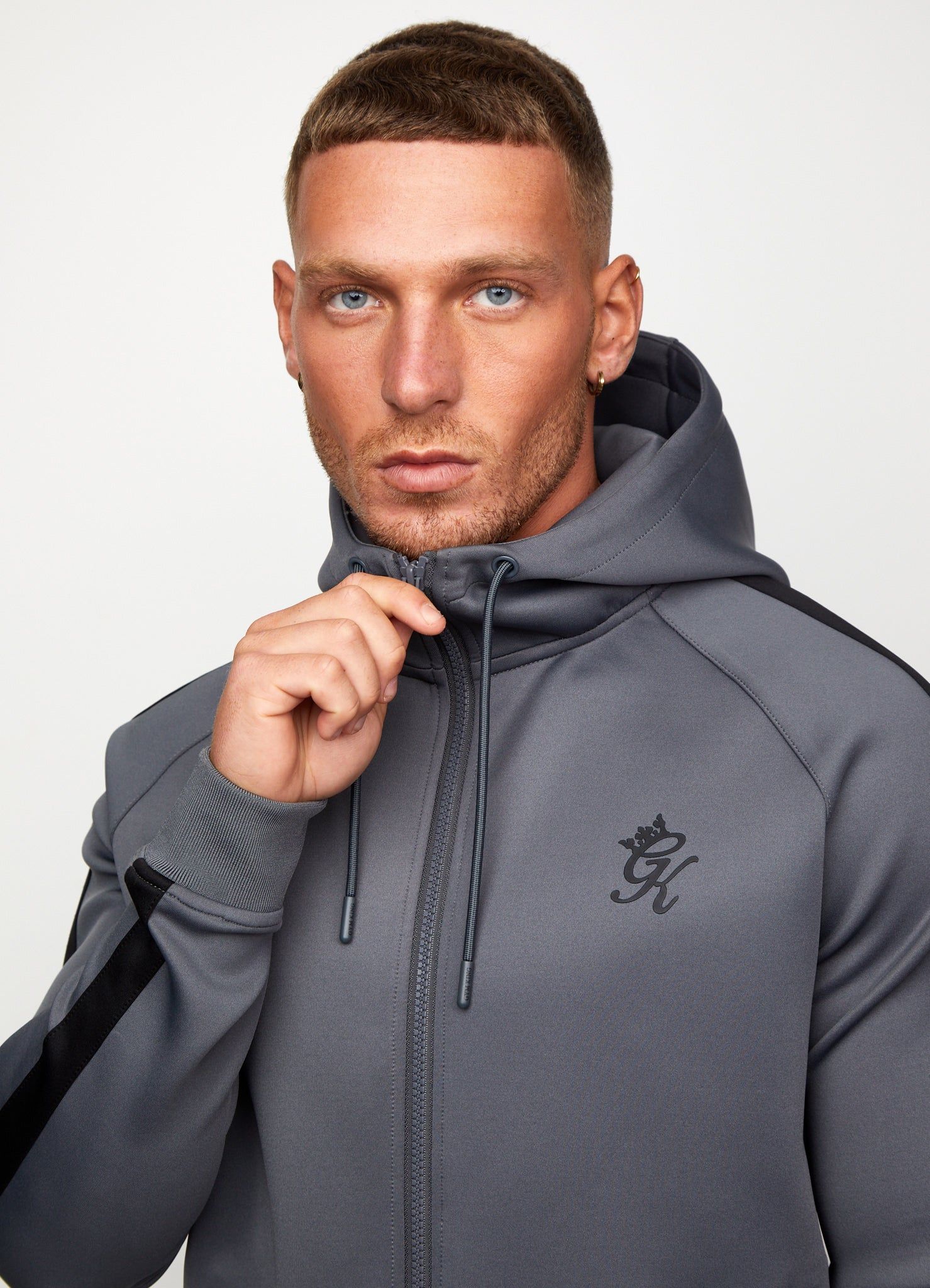 Gym King Poly Tracksuit Top - Dark Grey/Black sold by The Gym King product image thumbnail 4