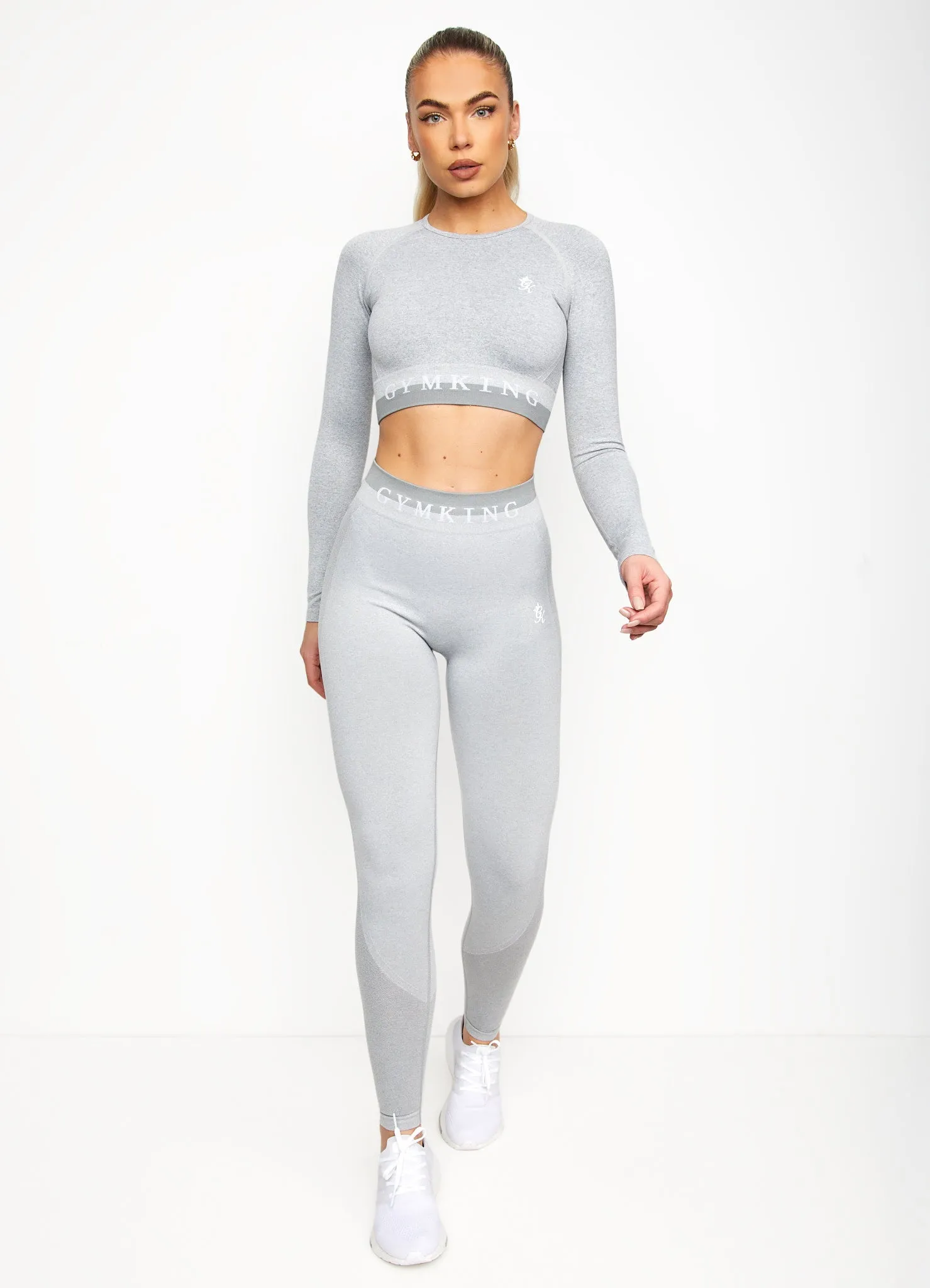 Gym King Seamless Results Long Sleeve Crop Tee - Ice Melange sold by The Gym King product image thumbnail 2