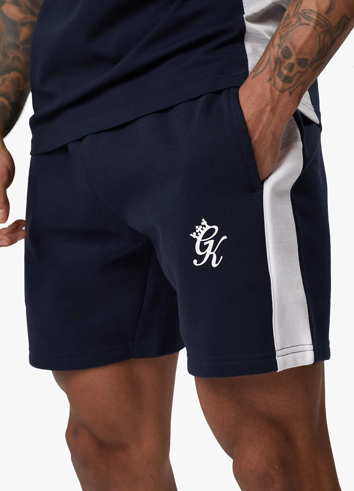 Gym King Contrast Panel Fleece Short - Navy/White sold by The Gym King product image thumbnail 5