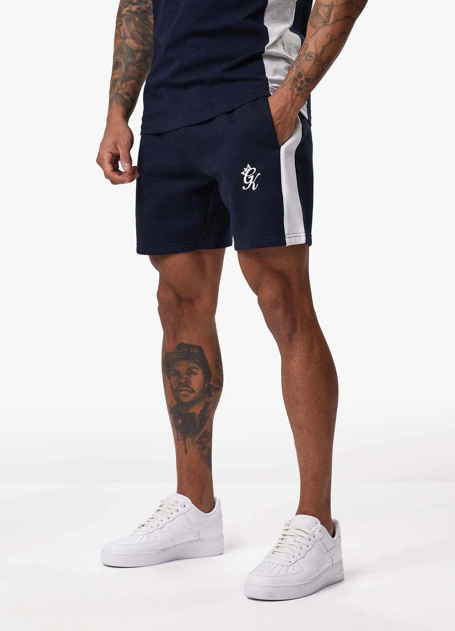 Gym King Contrast Panel Fleece Short - Navy/White sold by The Gym King product image thumbnail 3