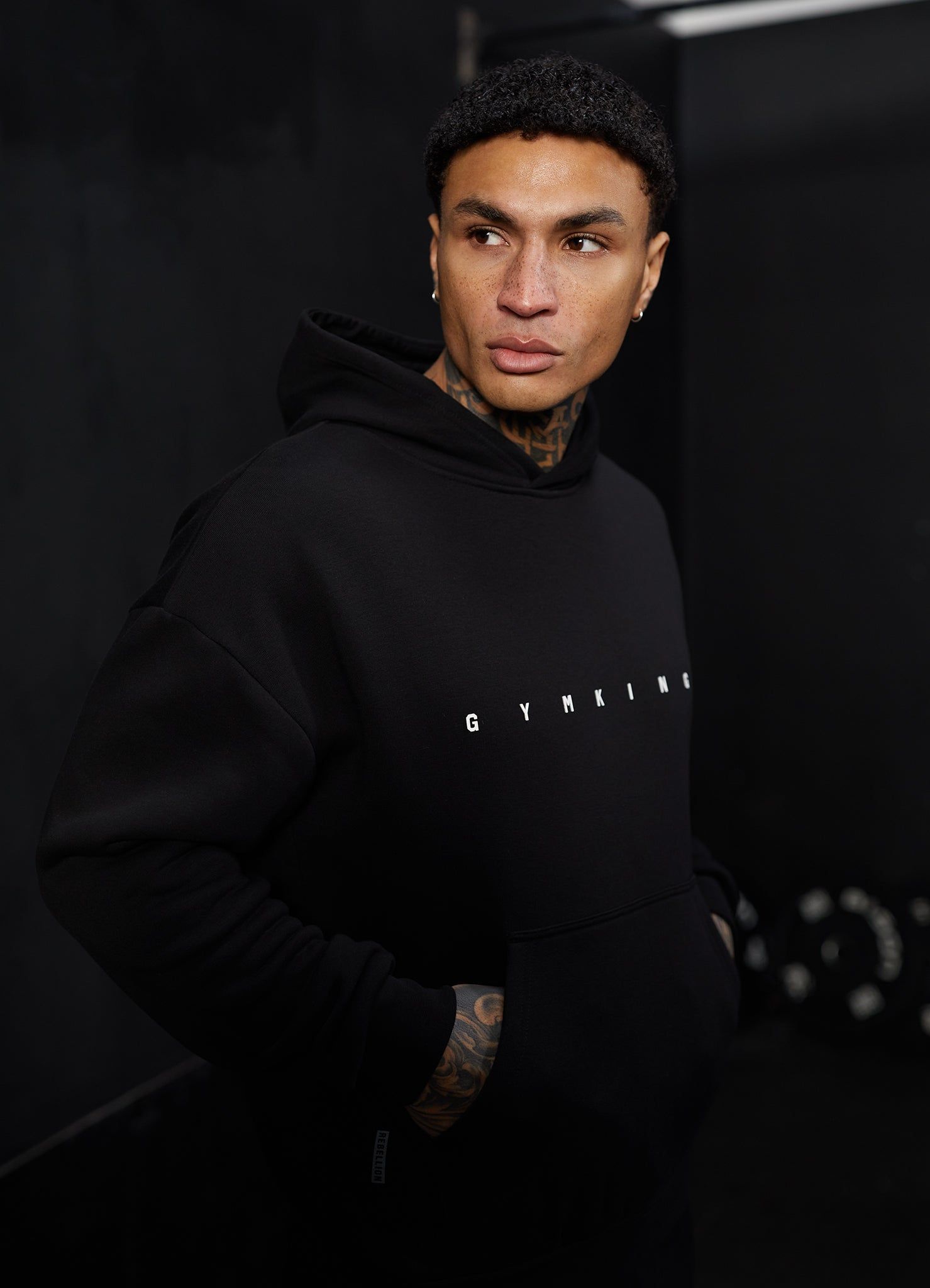 Gym King Rebellion Fleece Hood - Black sold by The Gym King product image thumbnail 5