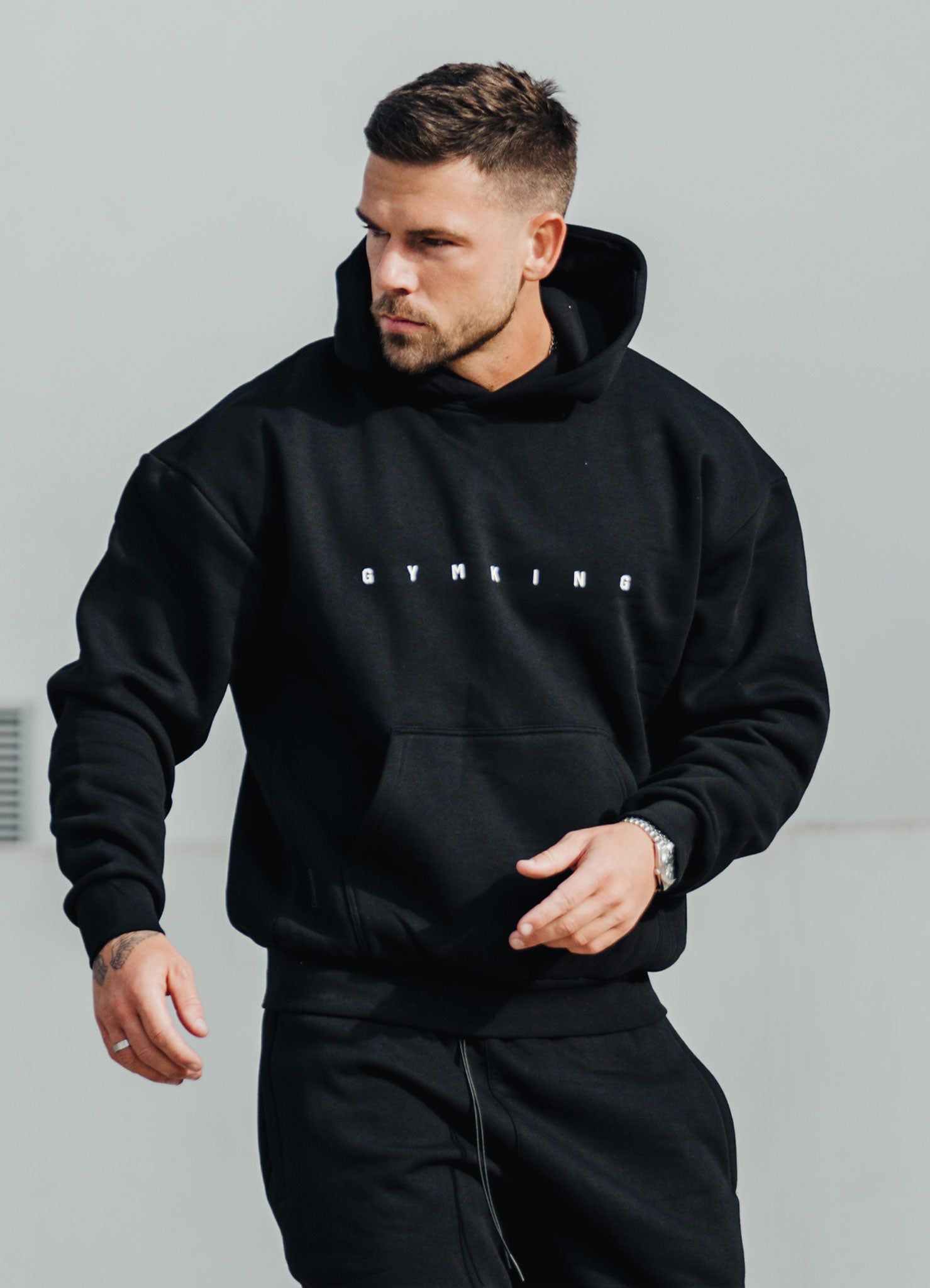 Gym King Rebellion Fleece Hood - Black sold by The Gym King