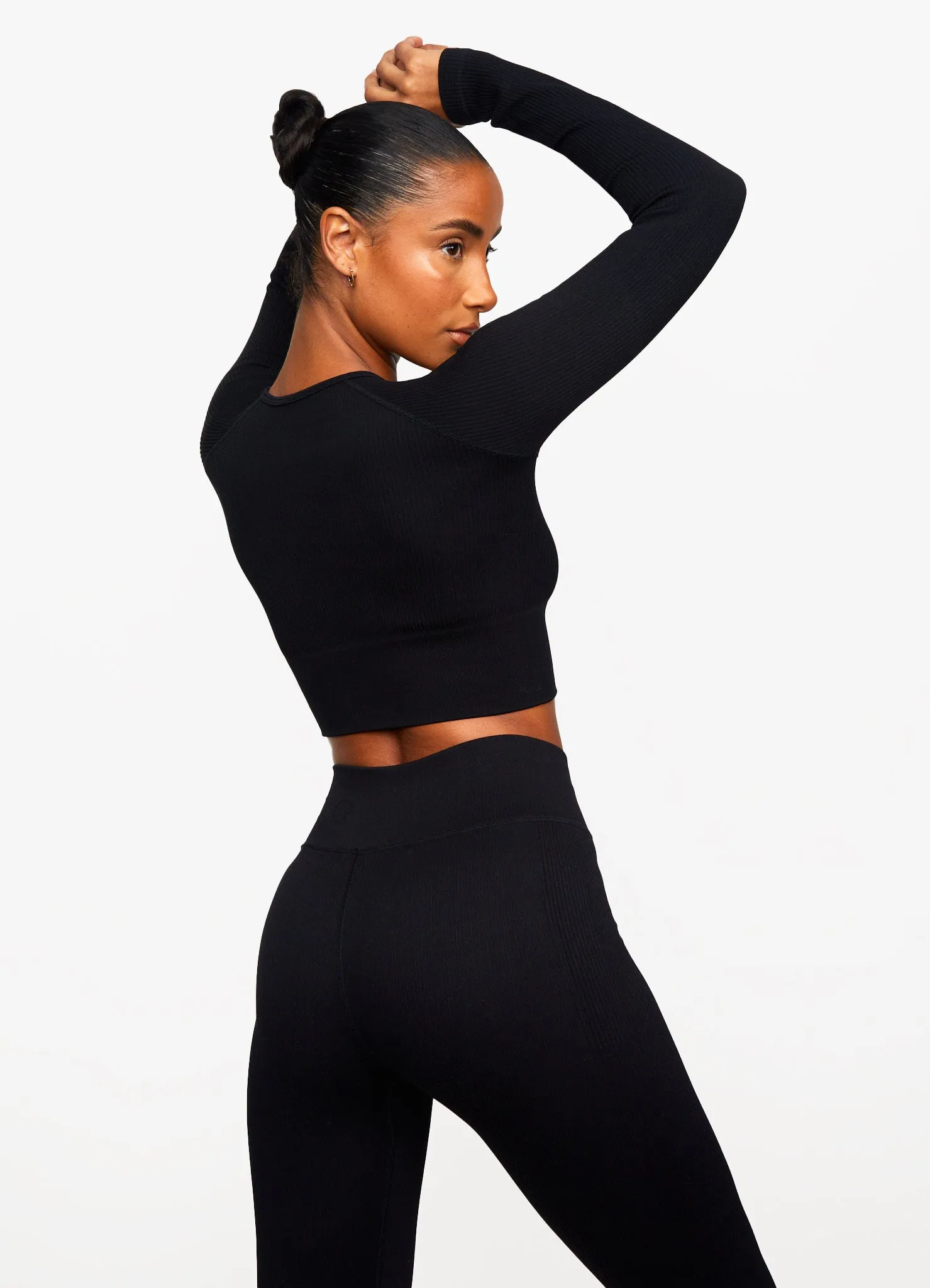 Gym King Formation Rib Long Sleeve Crop Tee - Black sold by The Gym King product image thumbnail 3