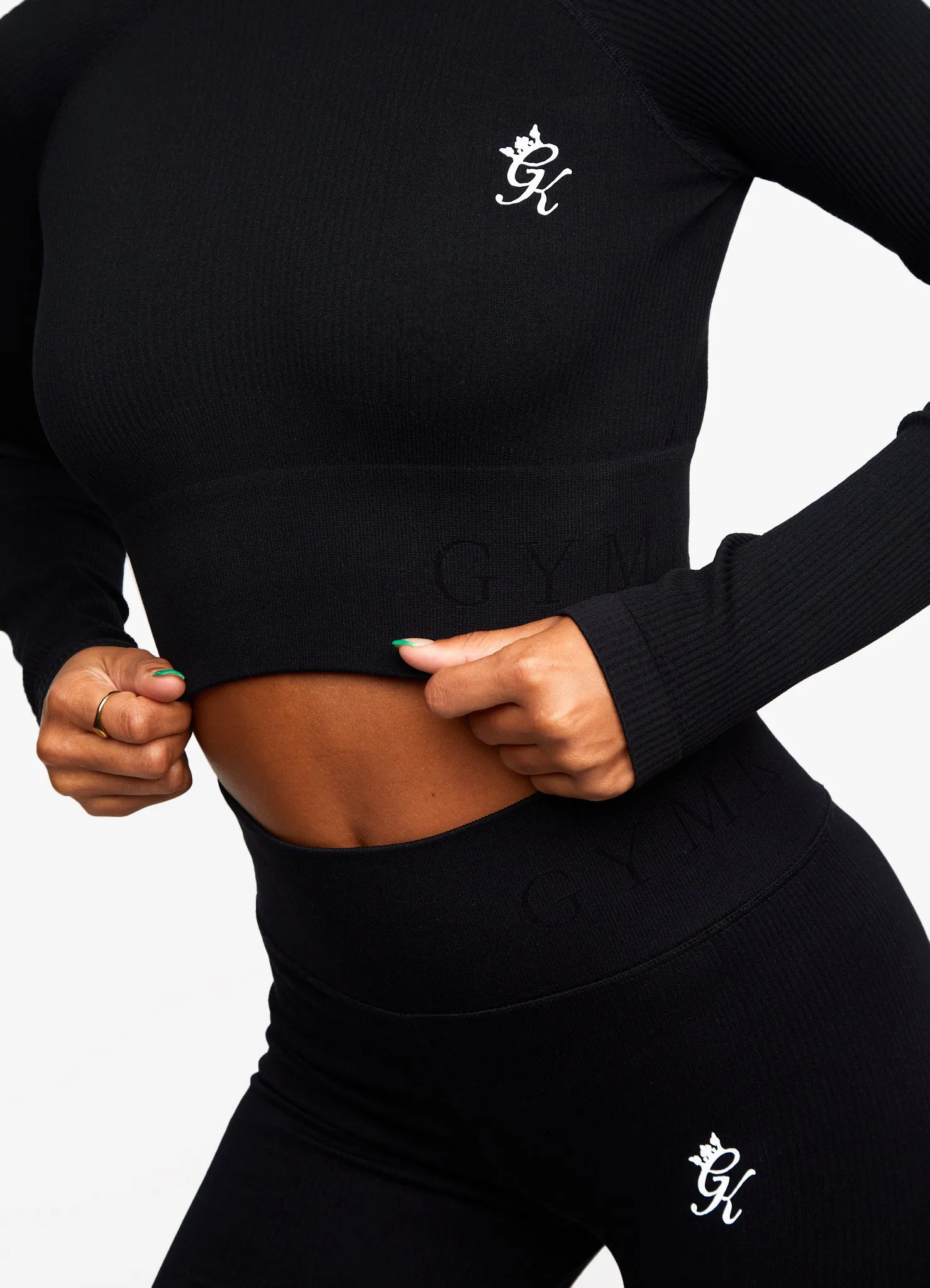 Gym King Formation Rib Long Sleeve Crop Tee - Black sold by The Gym King product image thumbnail 5