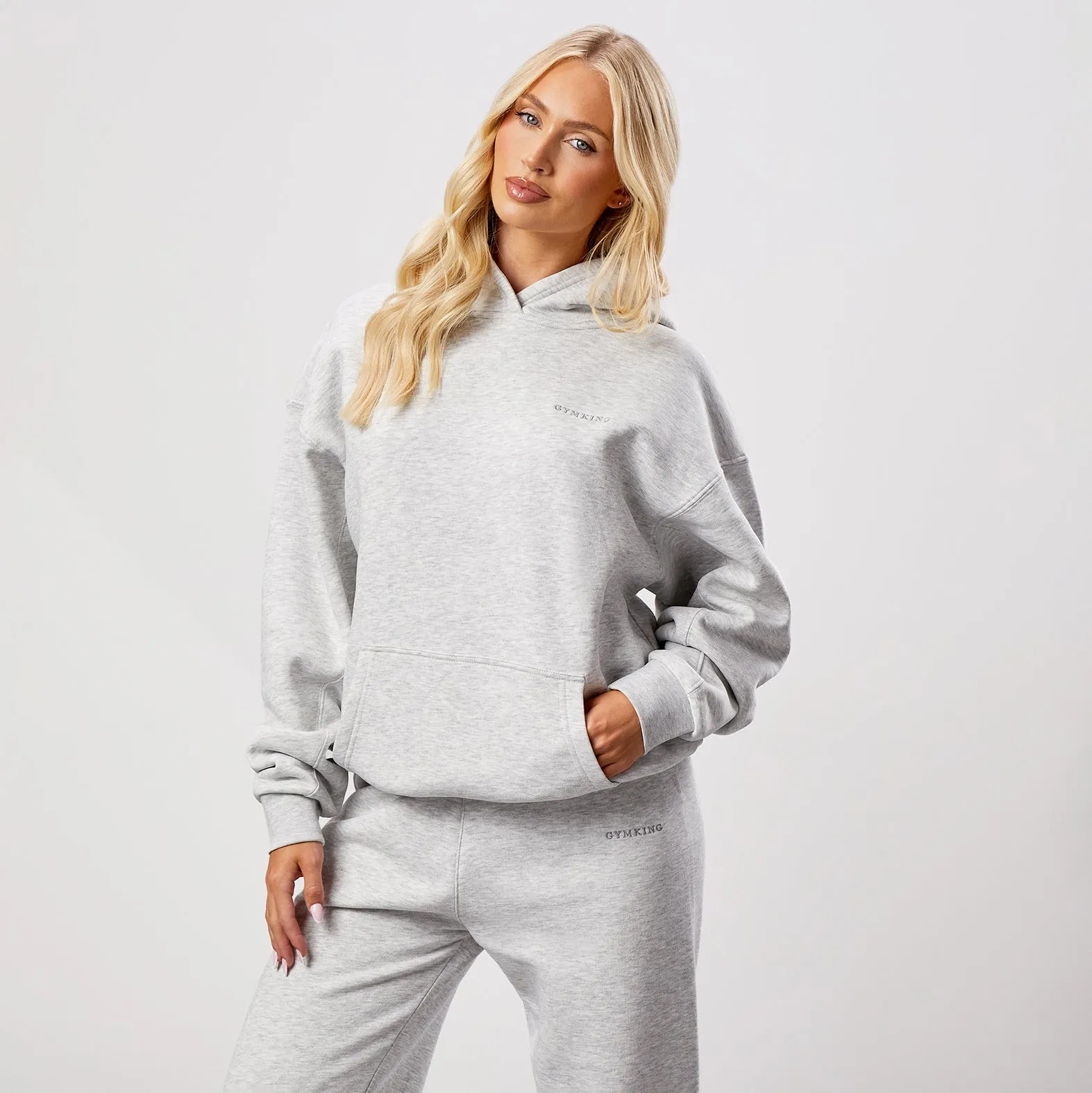 Gym King 365 Relaxed Fit Fleece Hoodie & Jogger - Snow Marl sold by The Gym King product image thumbnail 2