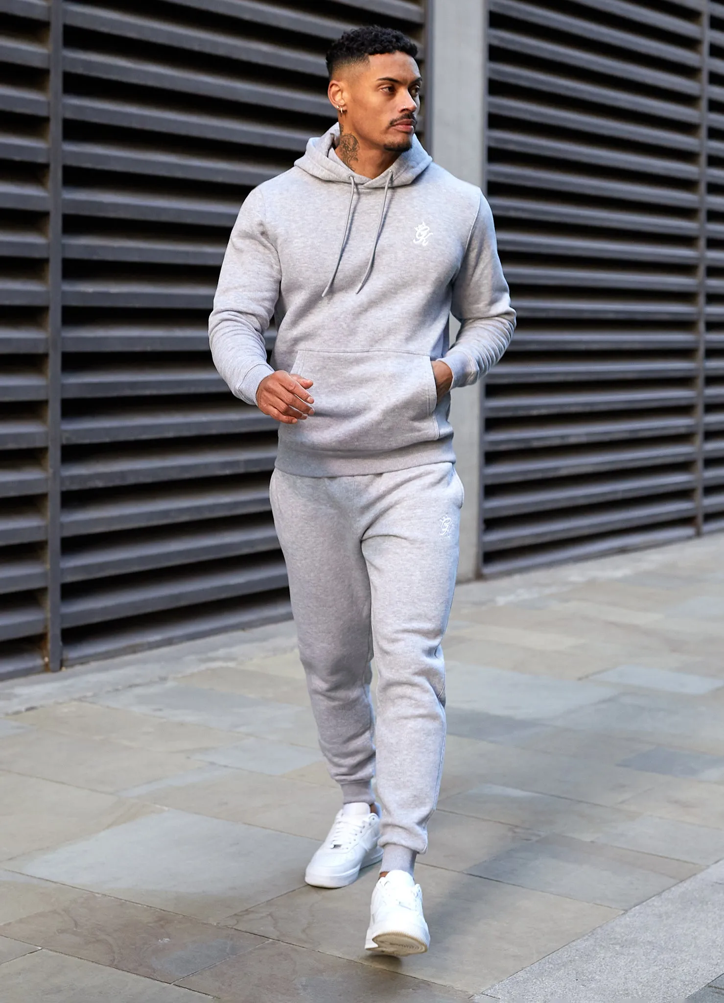 Gym King Fundamental Fleece Hood Tracksuit - Grey Marl sold by The Gym King