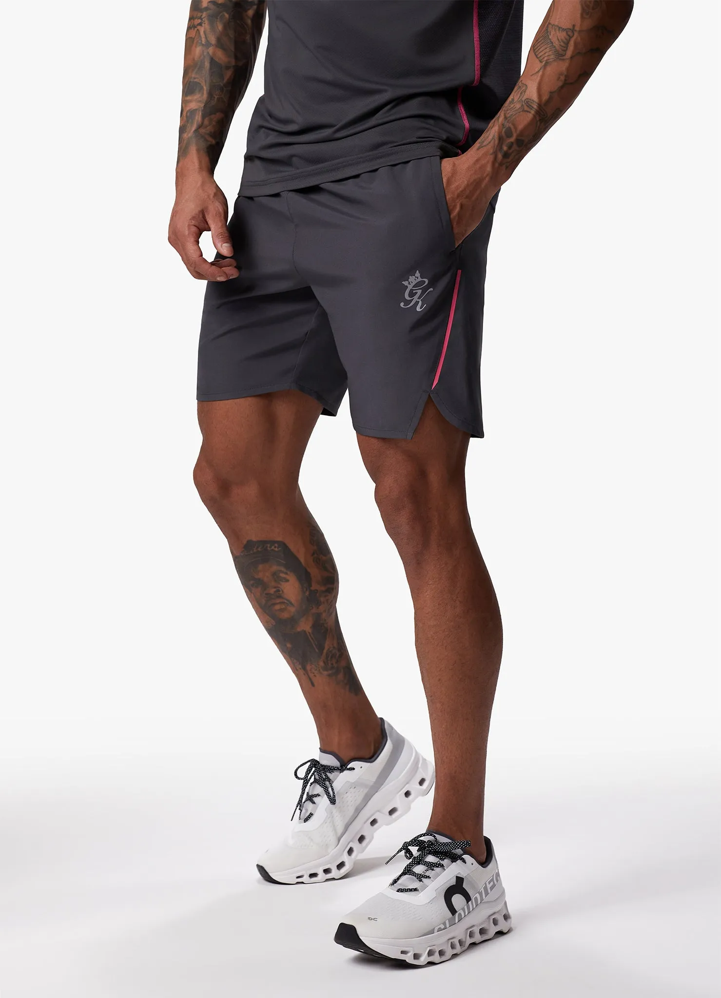 Gym King Flex 6" Short - Graphite/Fuchsia sold by The Gym King