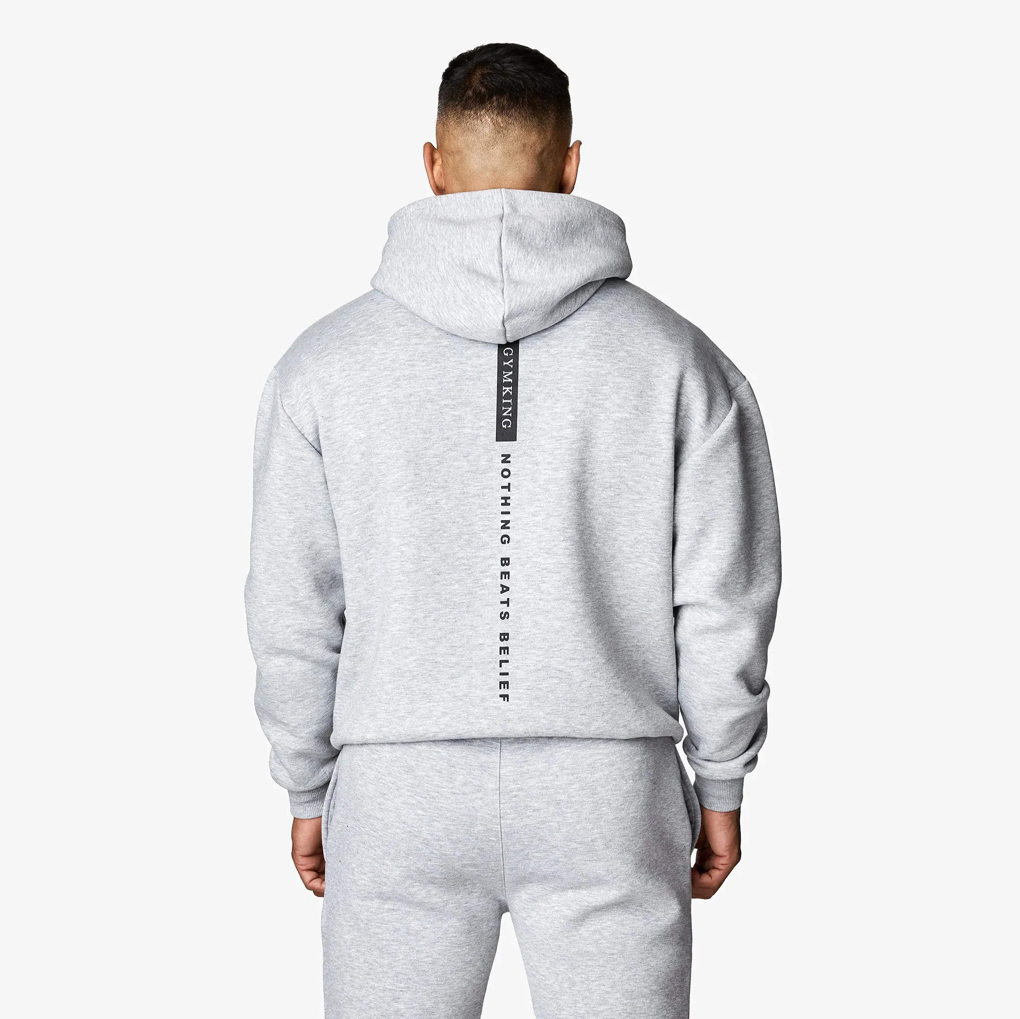 Gym King Nothing Beats Belief Hood - Light Grey Marl sold by The Gym King product image thumbnail 2