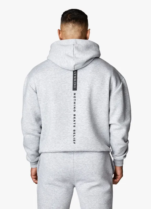 Gym King Nothing Beats Belief Hood - Light Grey Marl sold by The Gym King