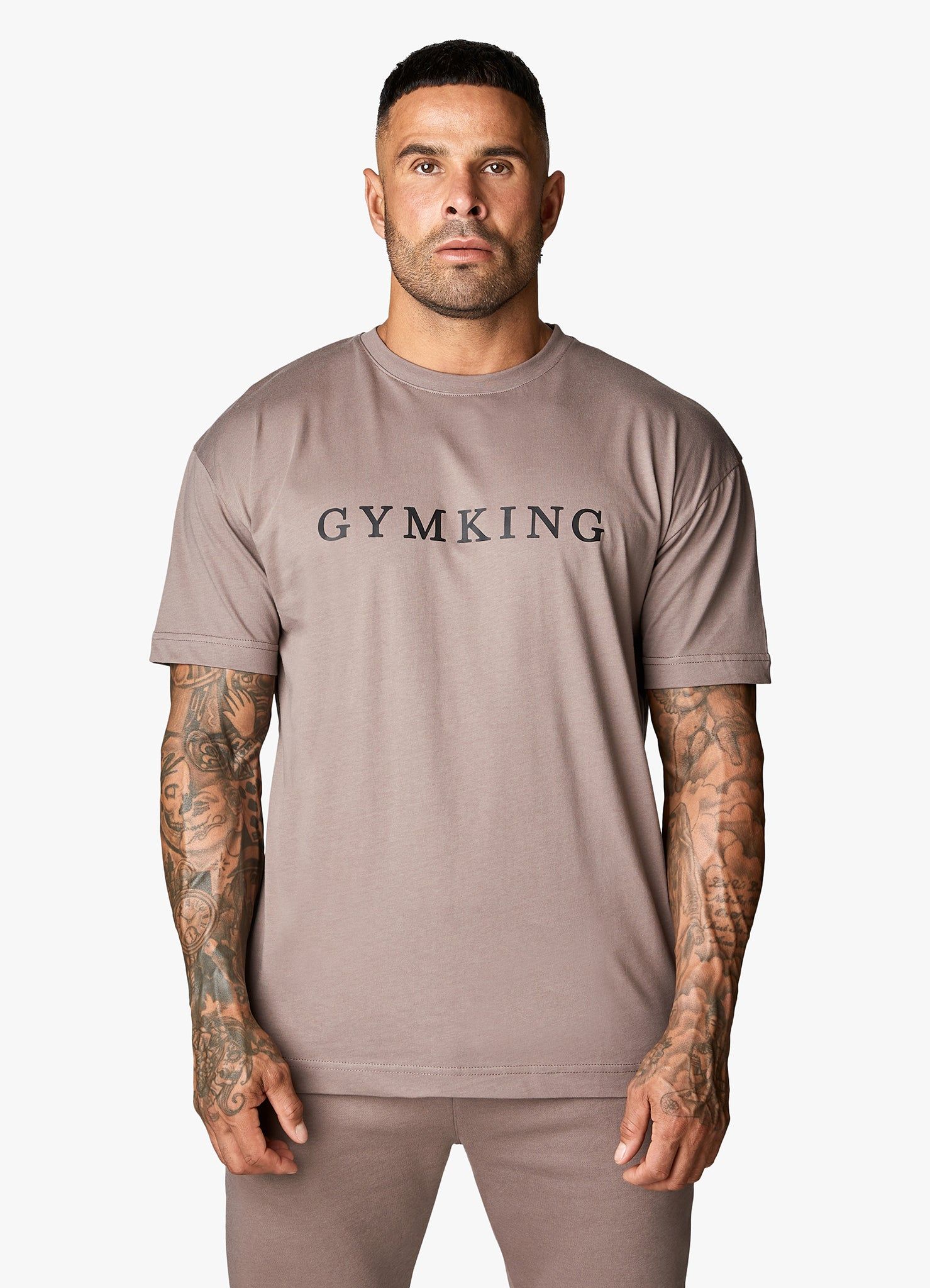 Gym King Covert Linear Logo Tee - Iron sold by The Gym King