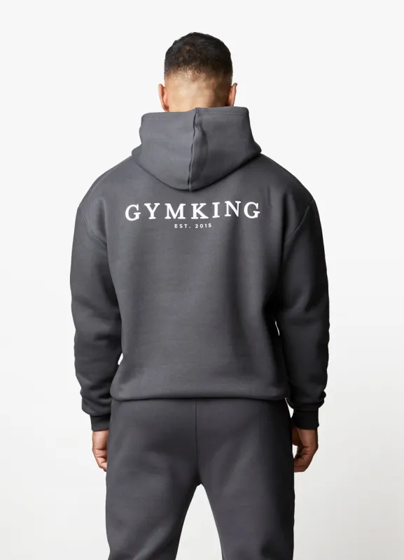 Gym King Oversized Logo Hoodie - Dark Pewter sold by The Gym King