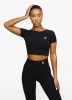Gym King Dominate Cap Sleeve Crop Tee - Black sold by The Gym King