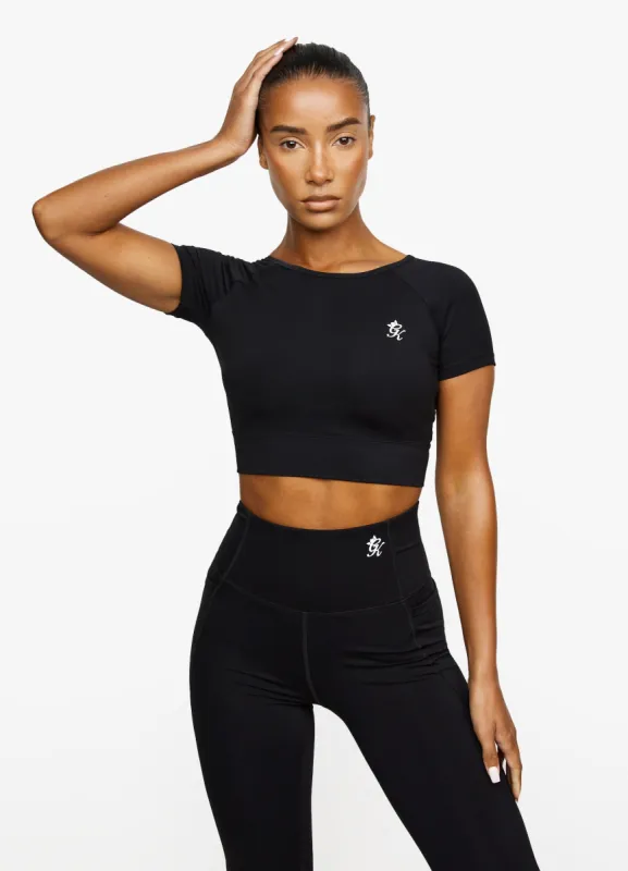 Gym King Dominate Cap Sleeve Crop Tee - Black sold by The Gym King