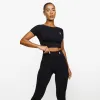 Gym King Dominate Cap Sleeve Crop Tee - Black sold by The Gym King