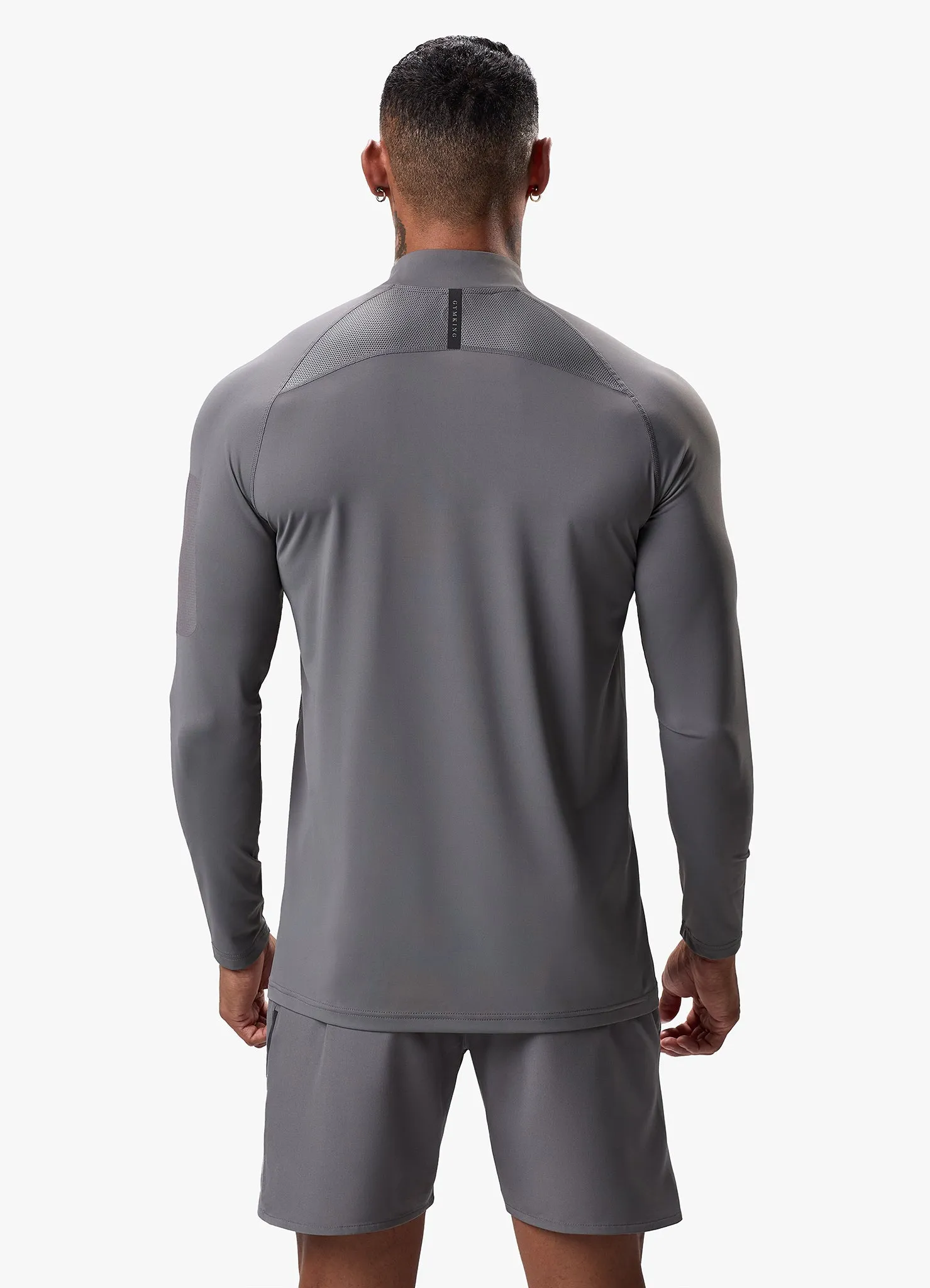 Gym King Flex 1/4 Zip Funnel Neck - Fossil Grey/Black sold by The Gym King product image thumbnail 3
