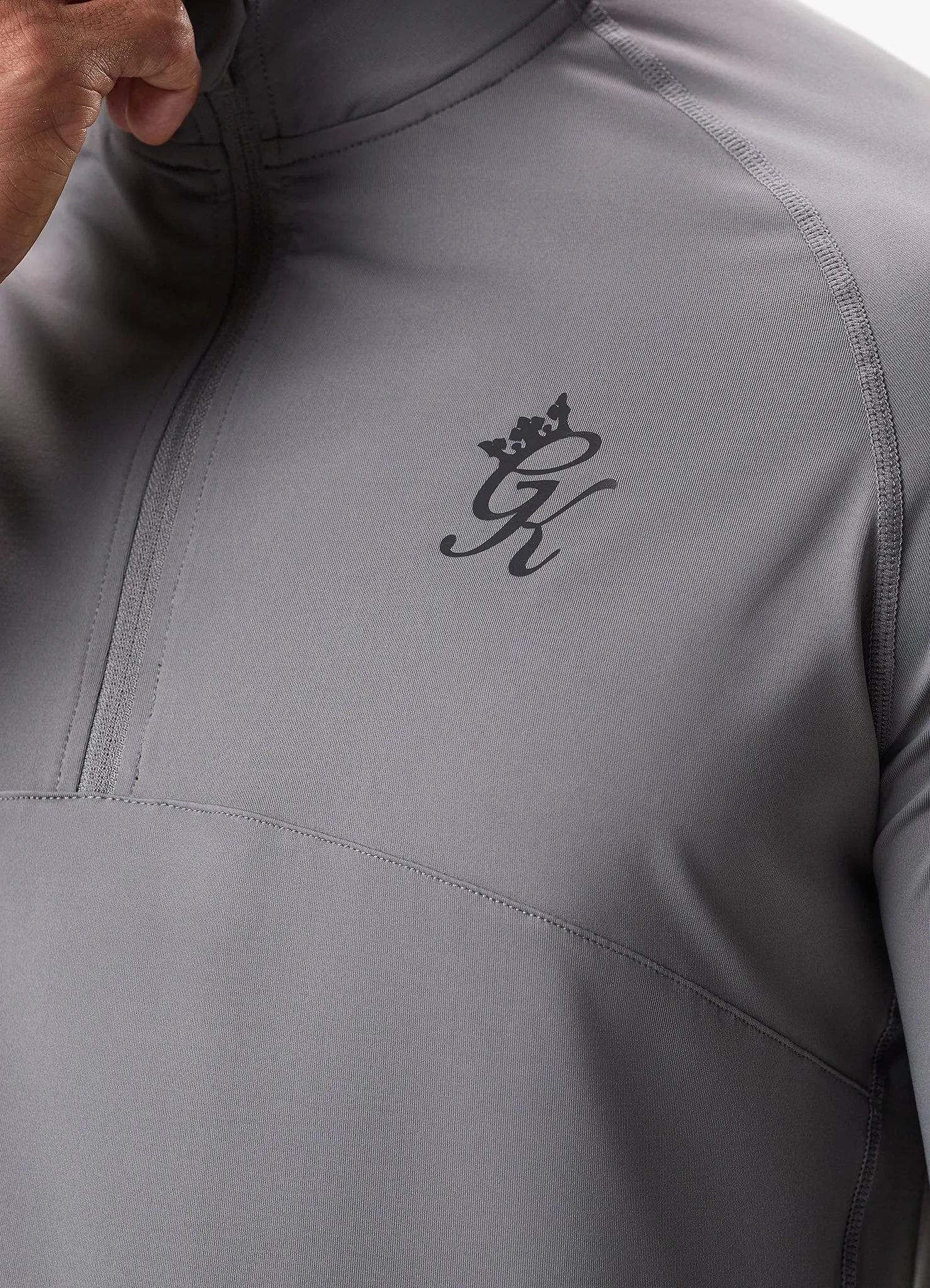 Gym King Flex 1/4 Zip Funnel Neck - Fossil Grey/Black sold by The Gym King product image thumbnail 4