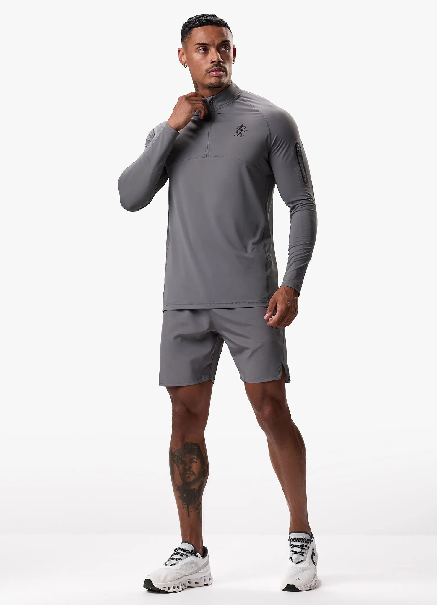 Gym King Flex 1/4 Zip Funnel Neck - Fossil Grey/Black sold by The Gym King product image thumbnail 5
