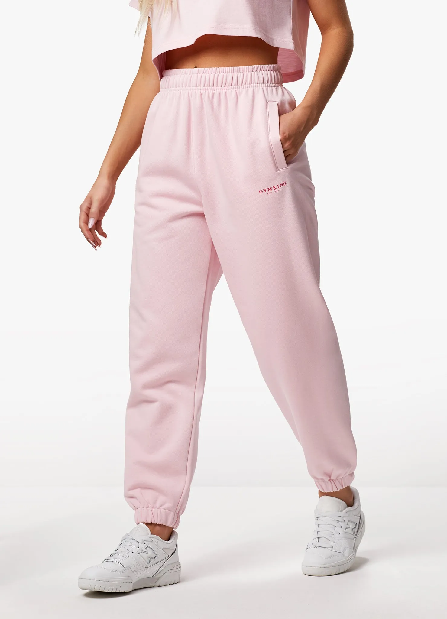 Gym King Established Relaxed Fit Jogger - Candyfloss Pink sold by The Gym King