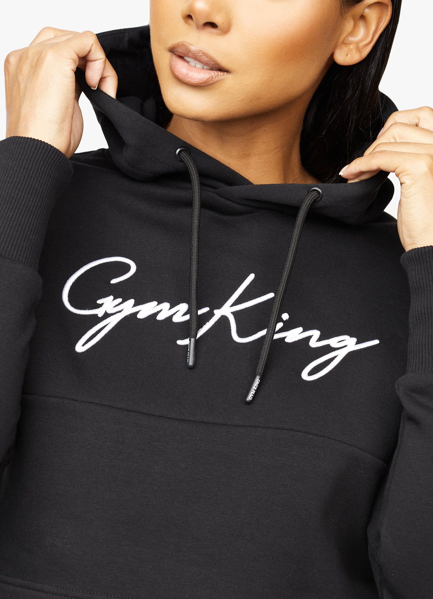Gym King Sky Script Cropped Hoodie - Black/White sold by The Gym King product image thumbnail 4