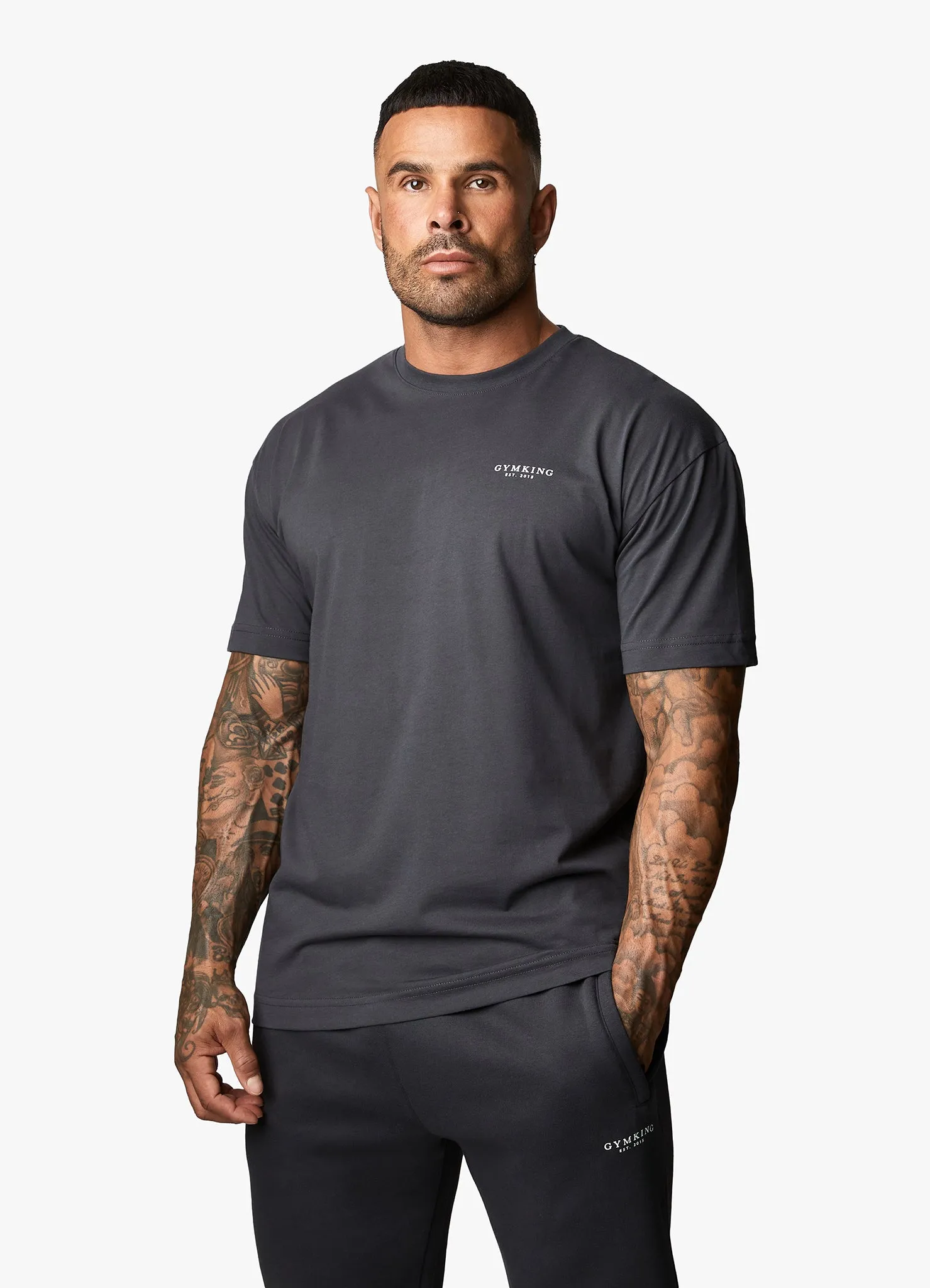 Gym King Oversized Logo T-shirt - Dark Pewter sold by The Gym King product image thumbnail 3