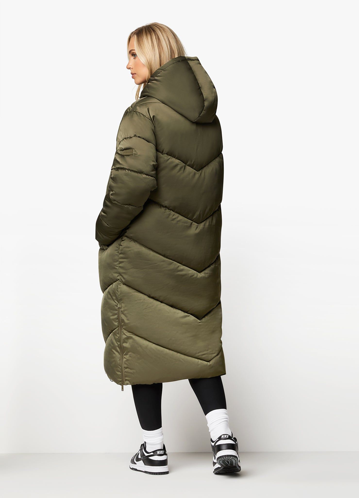Gym King Chevron Longline Puffer - Irridescent Khaki sold by The Gym King product image thumbnail 5