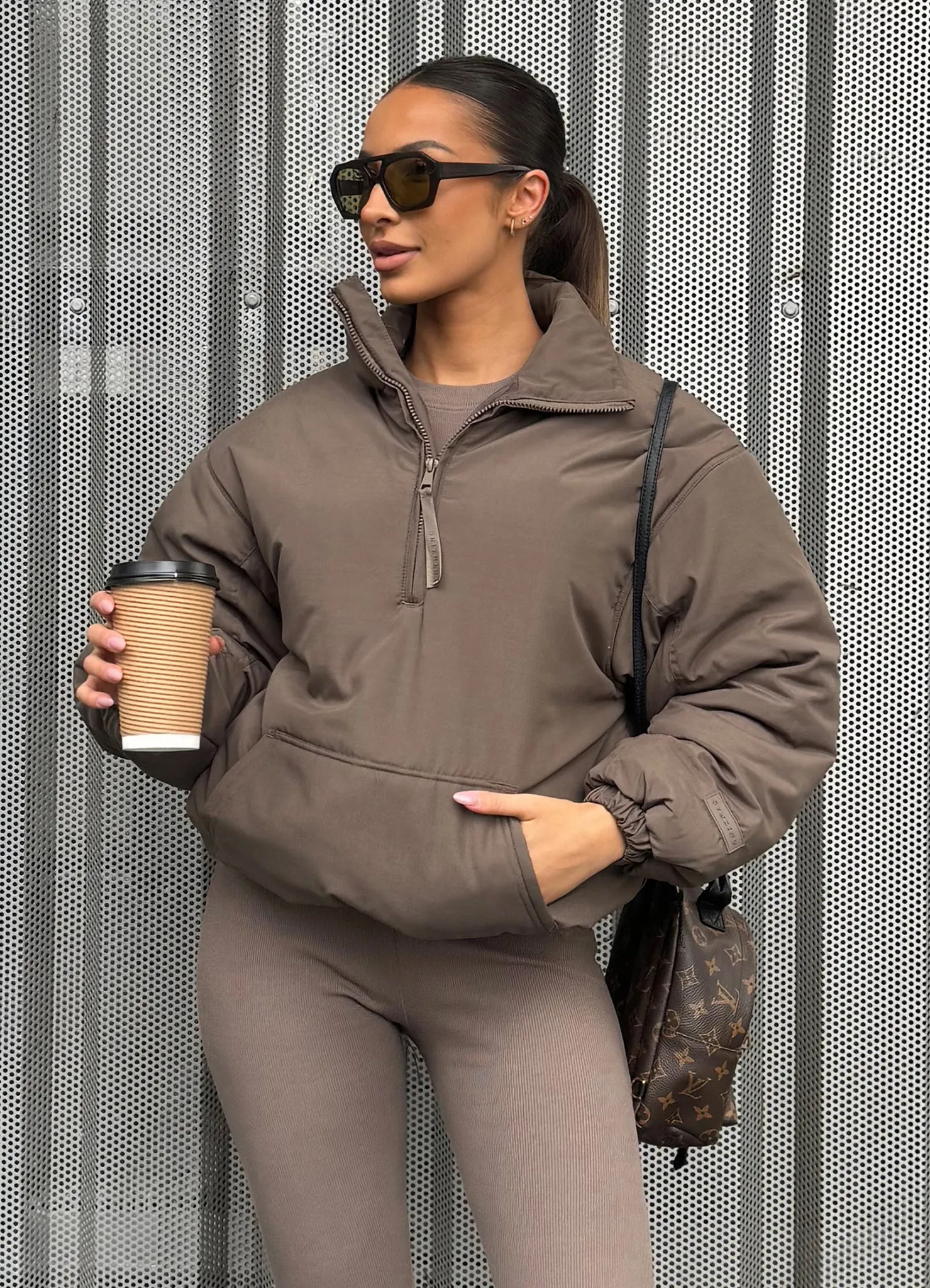 Gym King Woven 1/4 Zip Overjacket - Dusted Mocha sold by The Gym King product image thumbnail 3